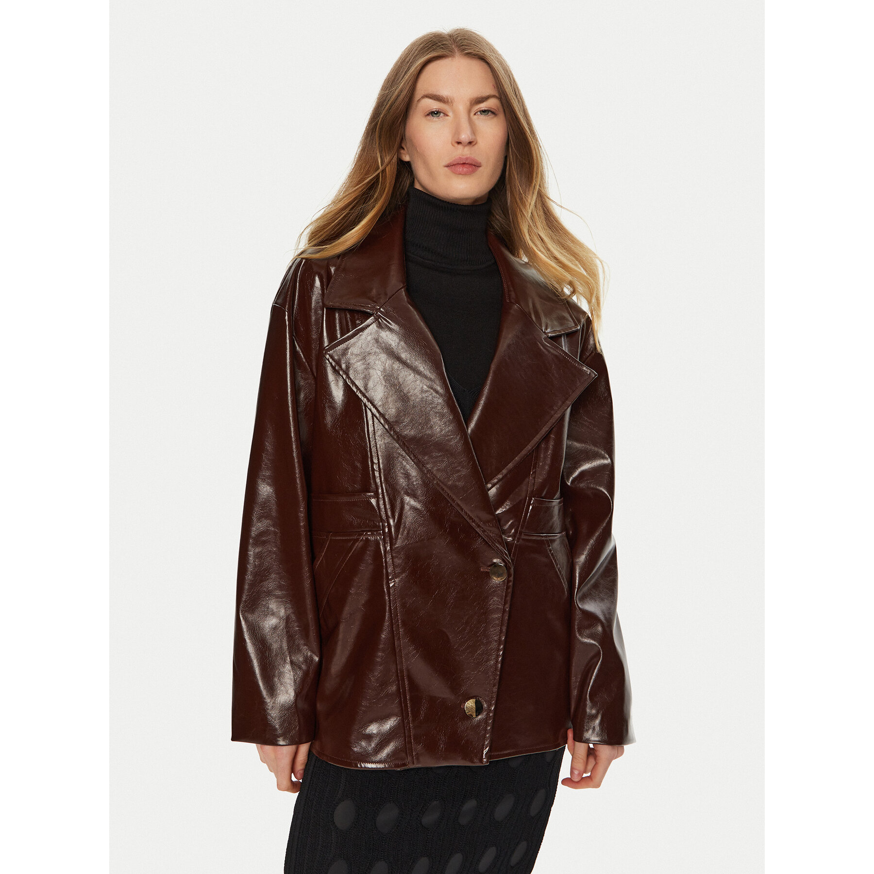 ACCESS FASHION Kurtka z imitacji skóry 44-1060-806 Brązowy Relaxed Fit