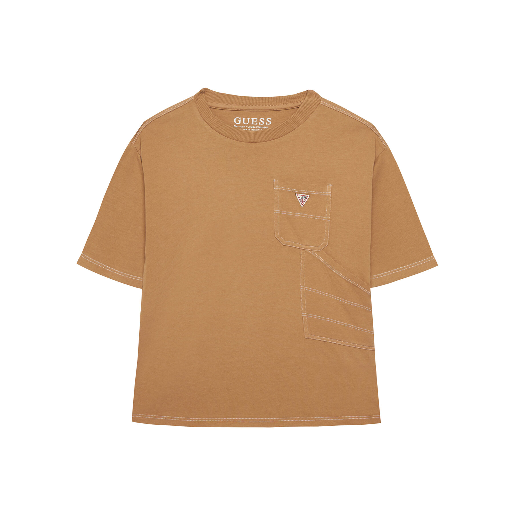 Guess T-Shirt L6RI07 K8HM4 Beżowy Regular Fit