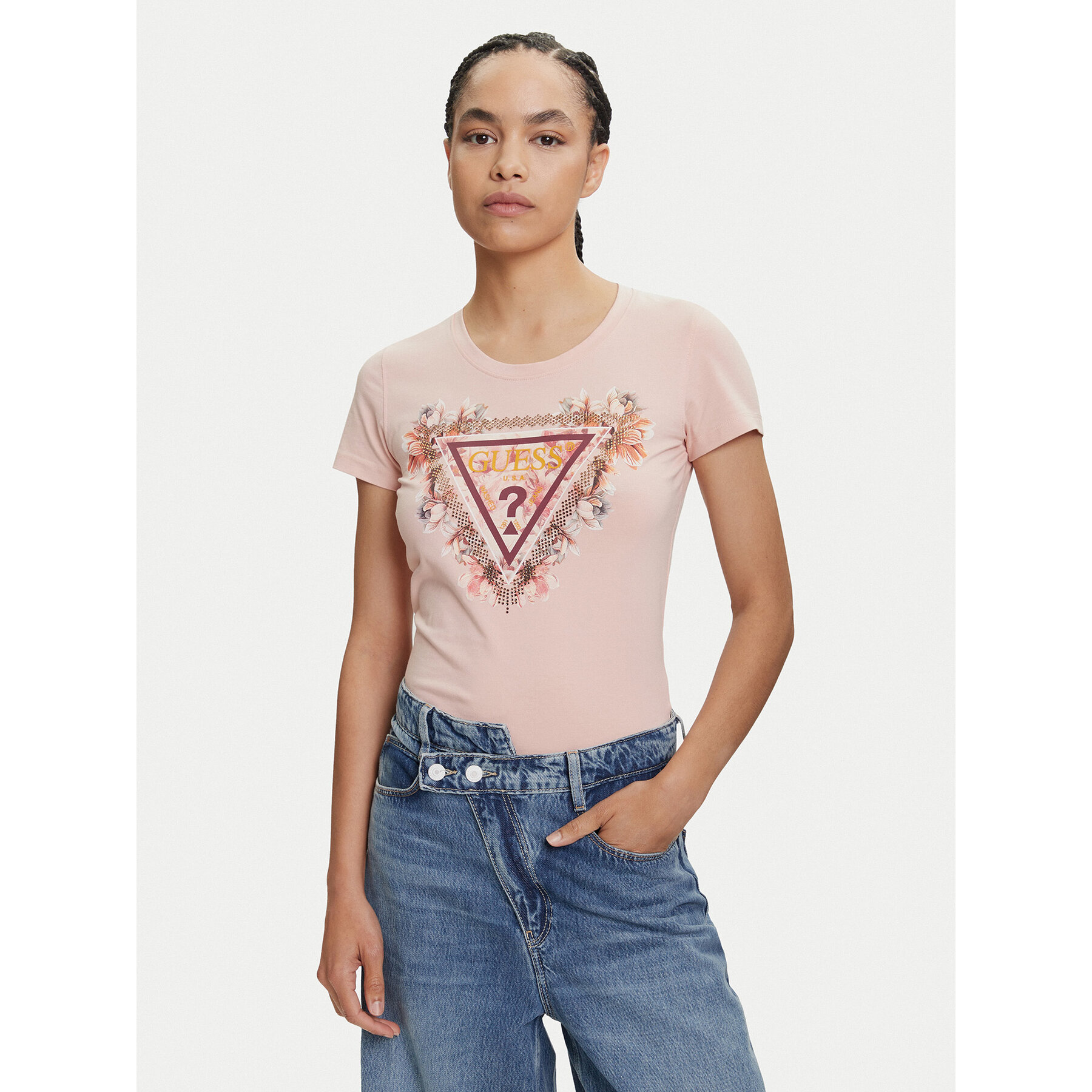 Guess T-Shirt W5YI08 J1314 Pomarańczowy Regular Fit