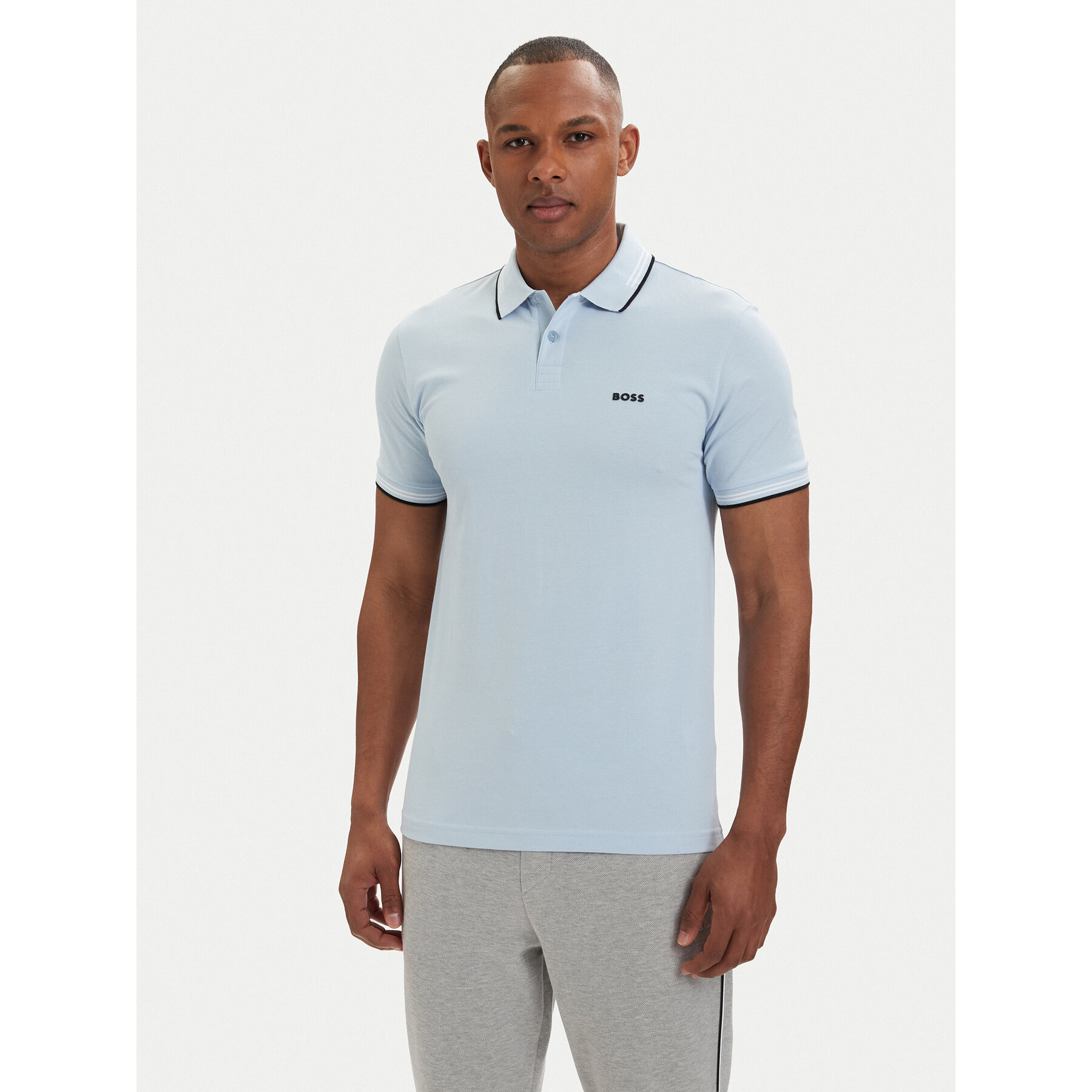 BOSS Polo Paul 50506193 Niebieski jasny Slim Fit
