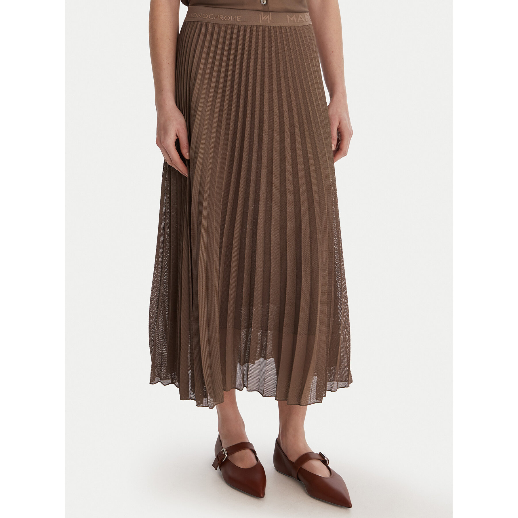 Marella Spódnica plisowana Gabbia 2613101085 Brązowy Regular Fit
