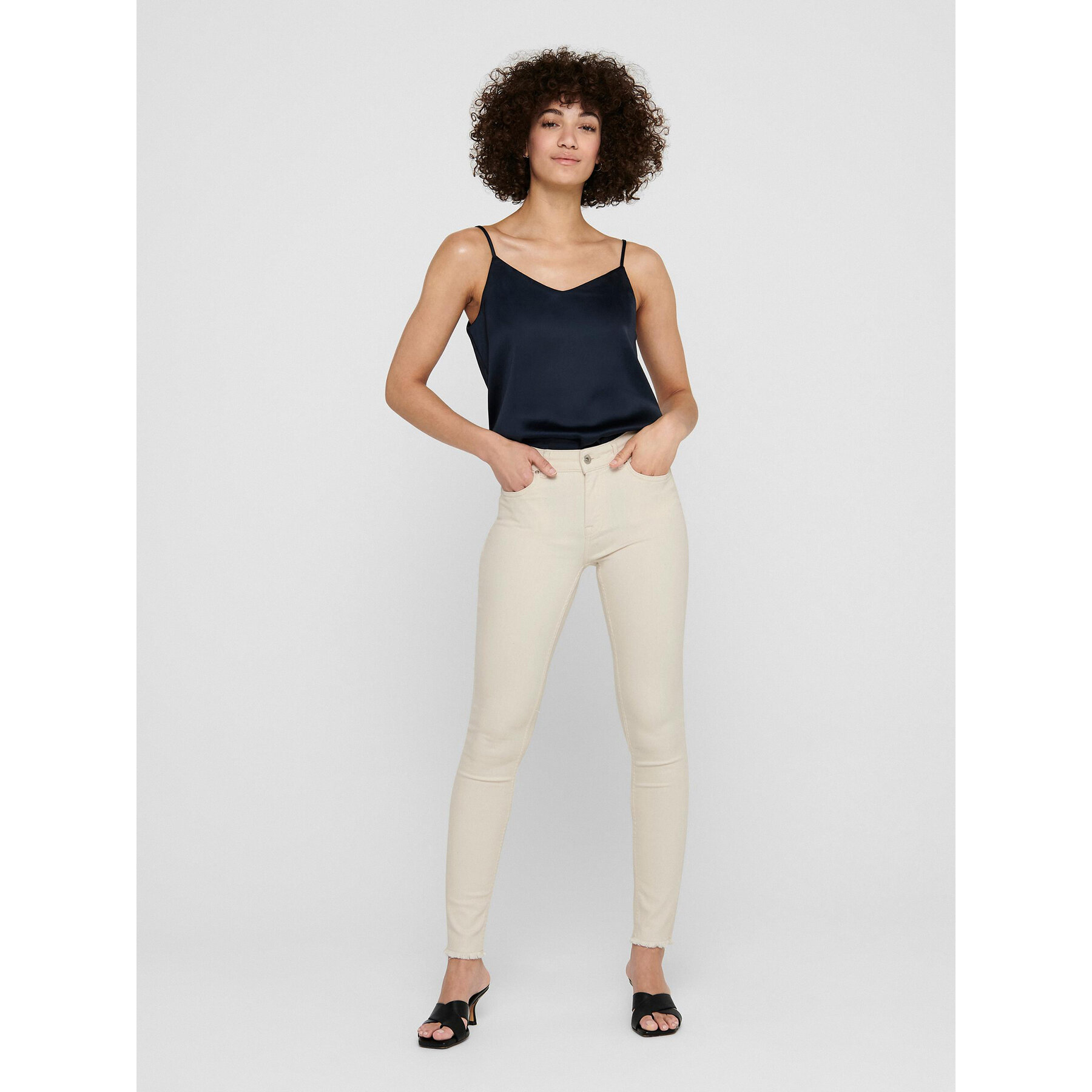 ONLY Jeansy 15218655 Écru Skinny Fit