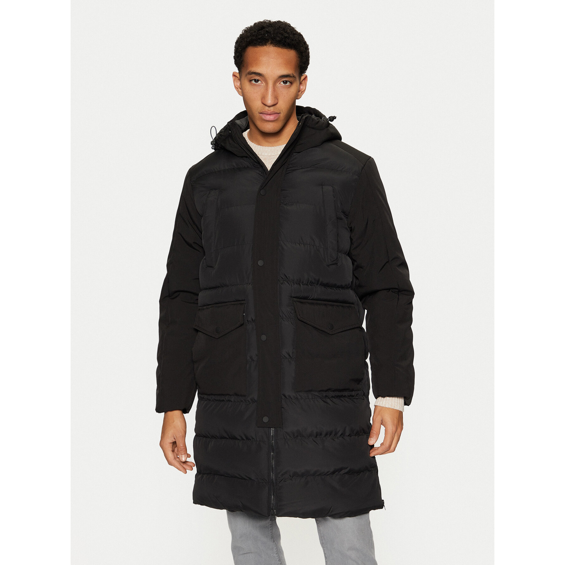 Brave Soul Kurtka zimowa MJK-ELITEBLACK Czarny Regular Fit