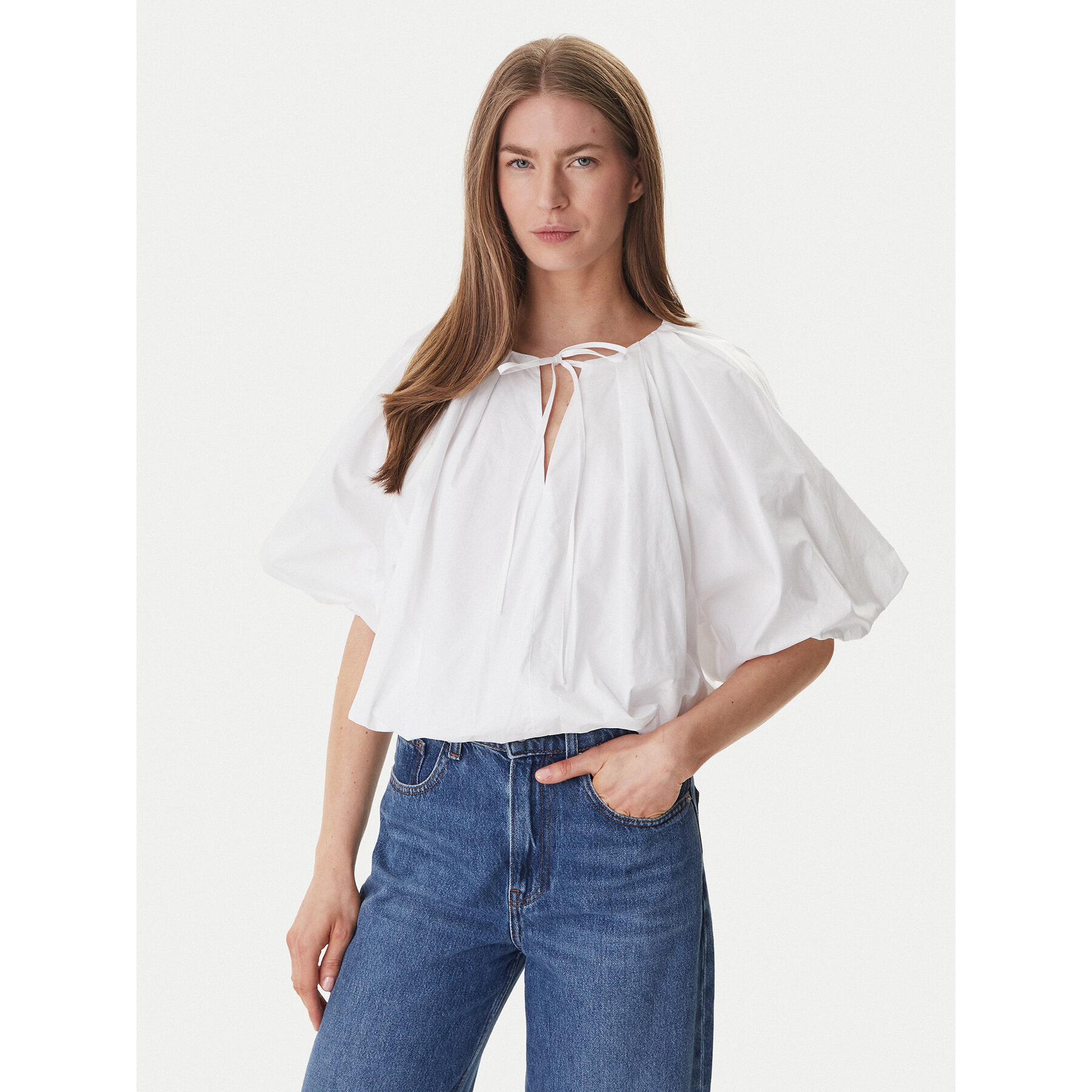 DKNY Bluzka DJ6W2228 Biały Regular Fit