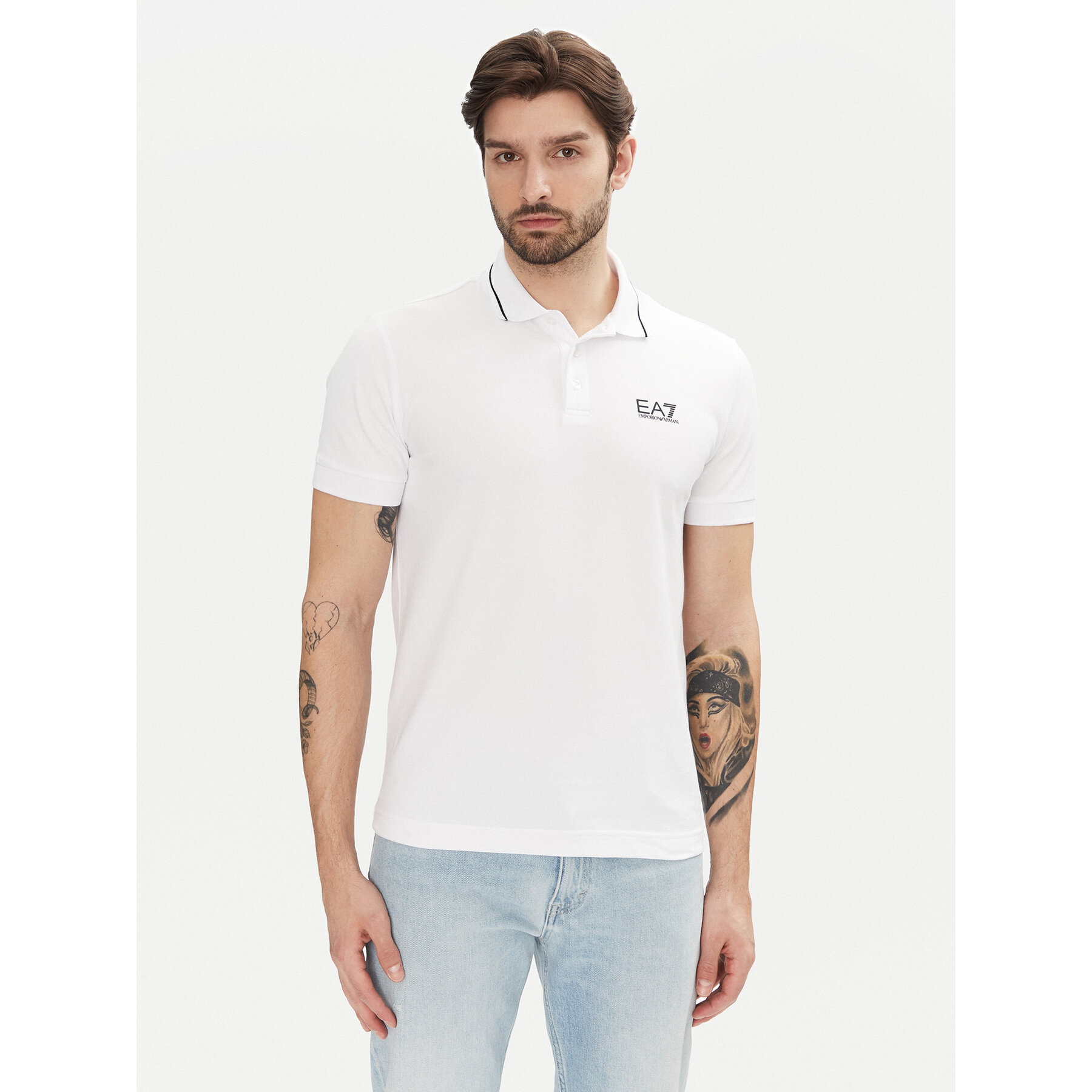 EA7 Emporio Armani Polo 8NPF16 PJVUZ 1100 Biały Slim Fit