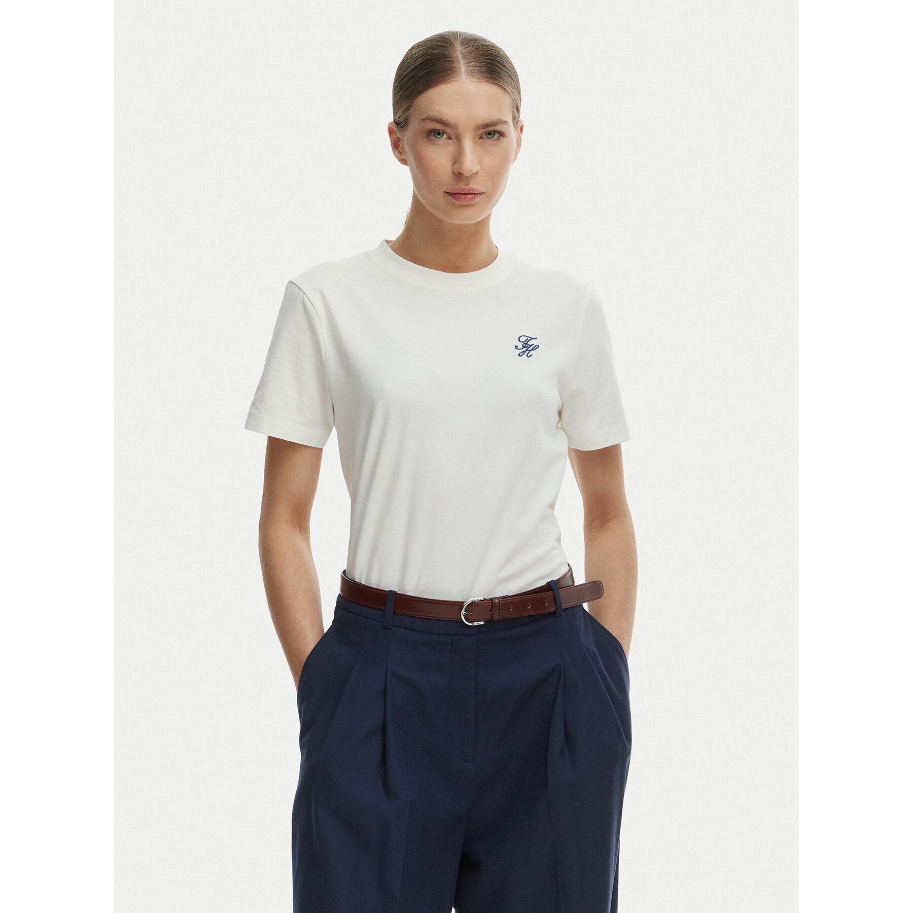 Tommy Hilfiger T-Shirt WW0WW48699 Écru Regular Fit