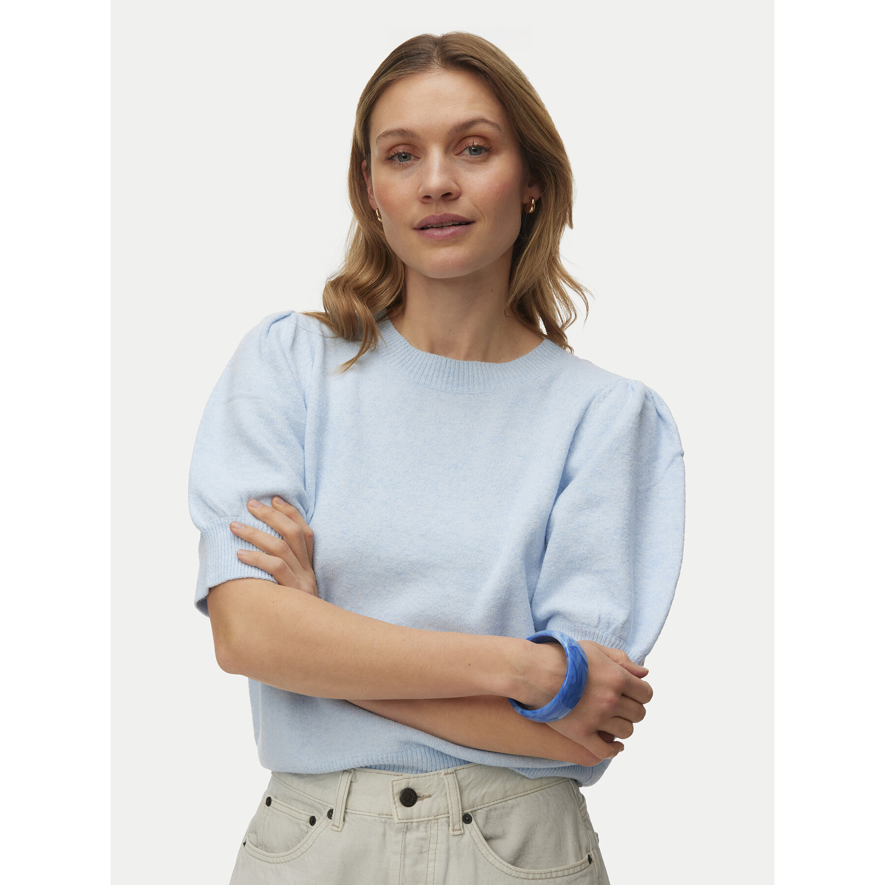Vero Moda Sweter Doffy 10278313 Błękitny Regular Fit
