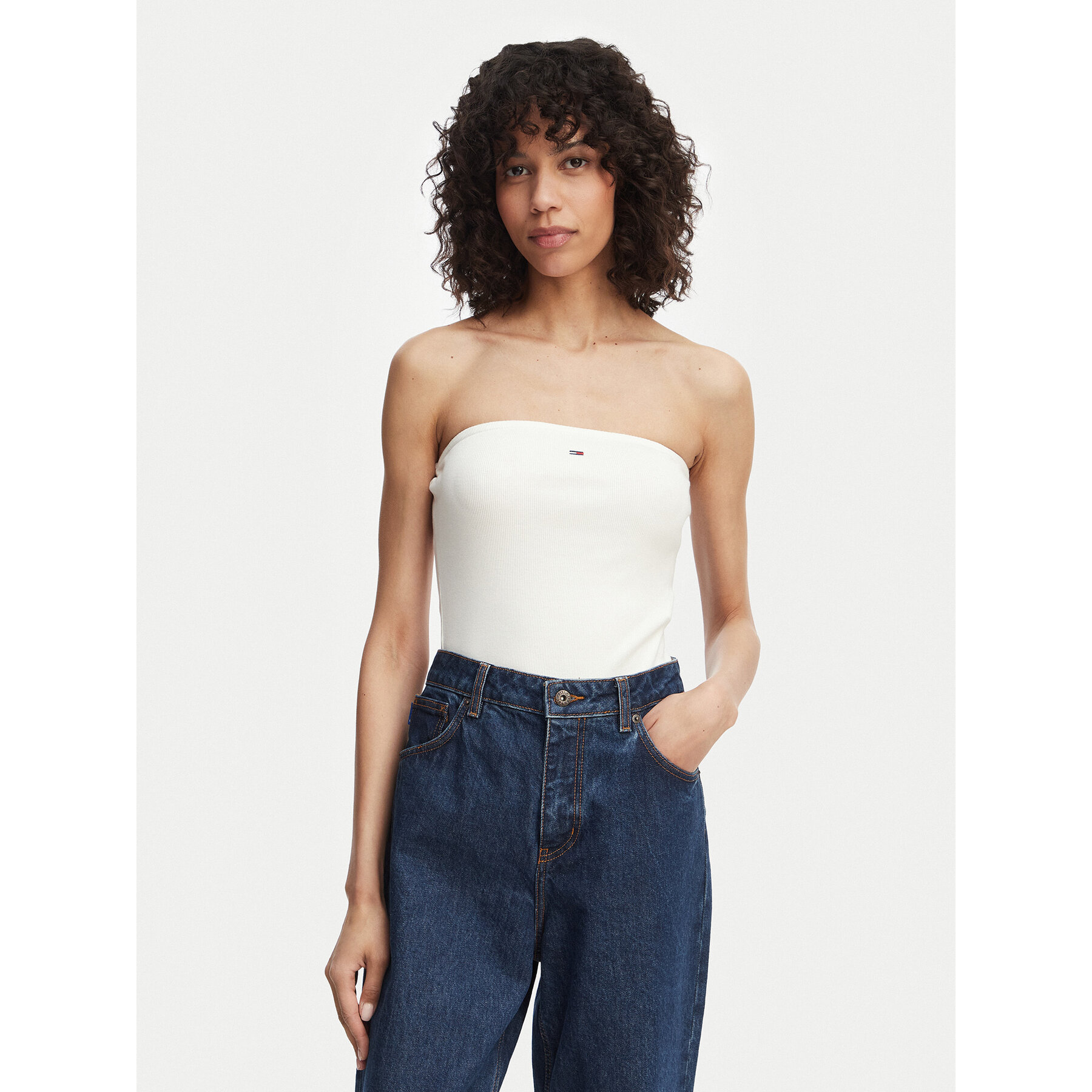 Tommy Jeans Top DW0DW22263 Biały Slim Fit