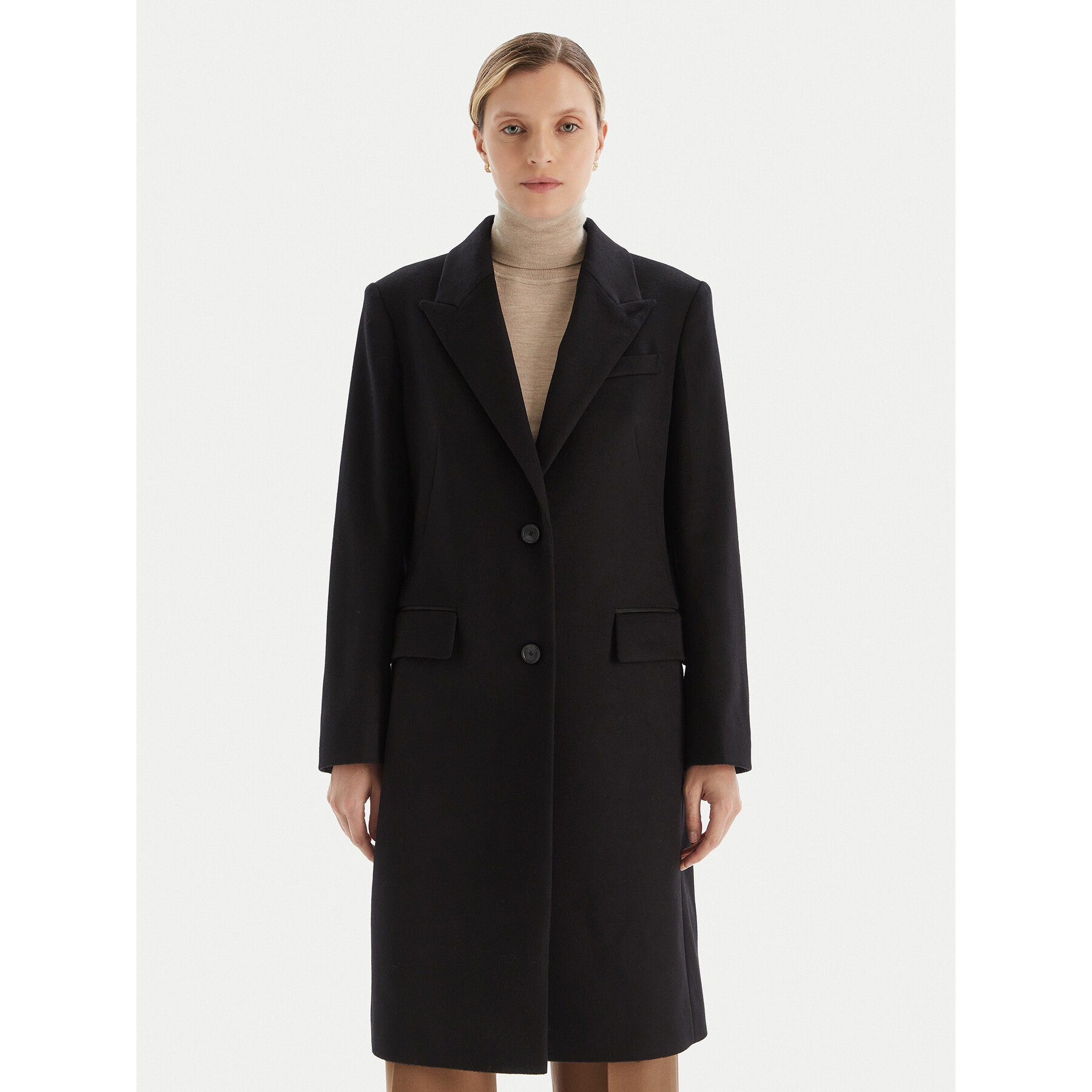 BOSS Płaszcz wełniany Classin 50548371 Czarny Regular Fit