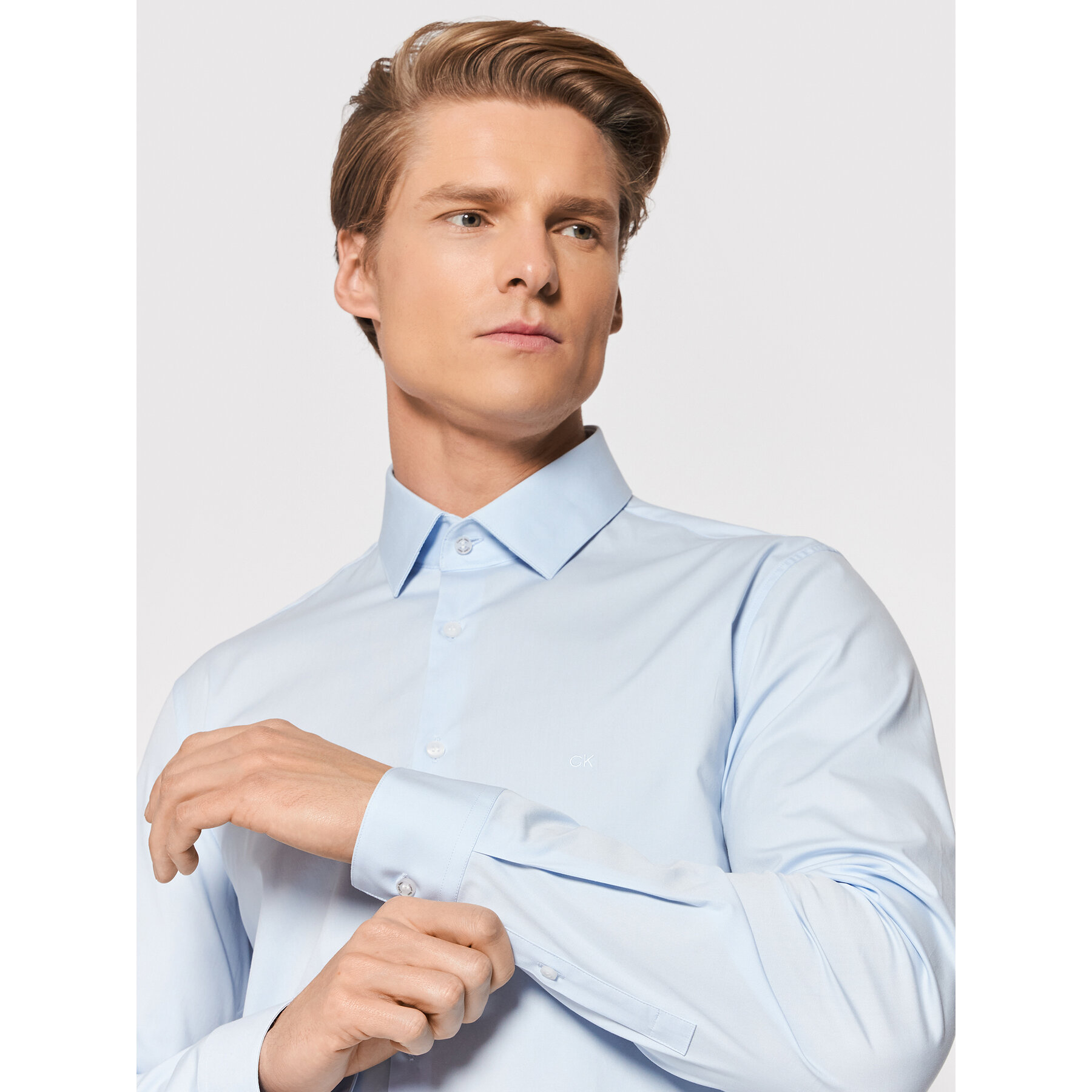 Calvin Klein Koszula Poplin K10K108229 Niebieski Slim Fit