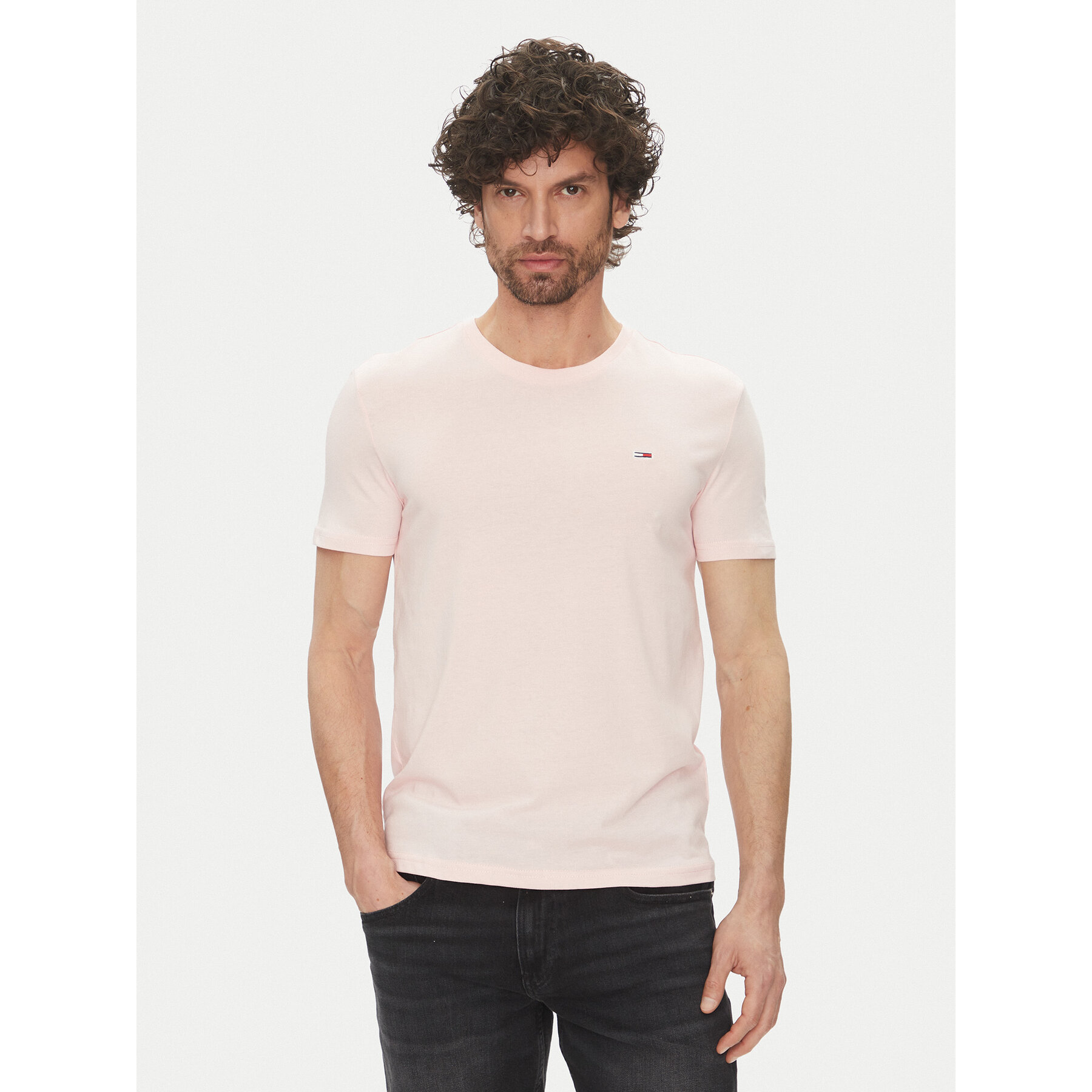 Tommy Jeans T-Shirt DM0DM20363 Różowy Slim Fit