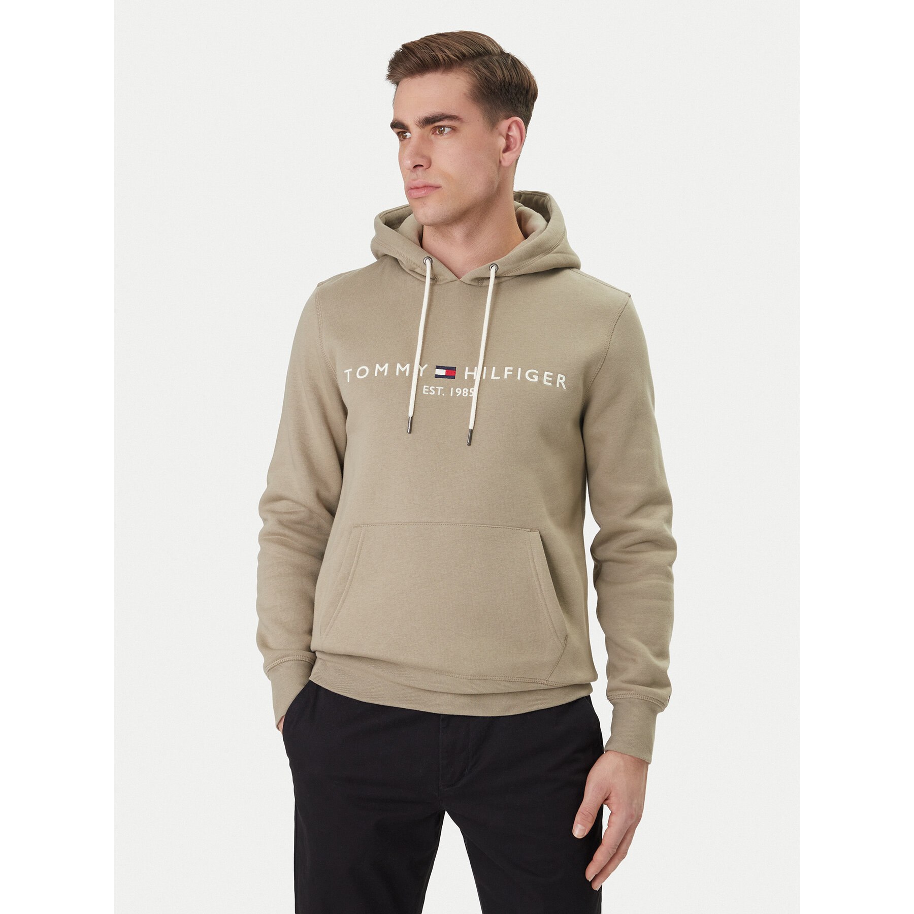 Tommy Hilfiger Bluza Logo MW0MW11599 Beżowy Regular Fit