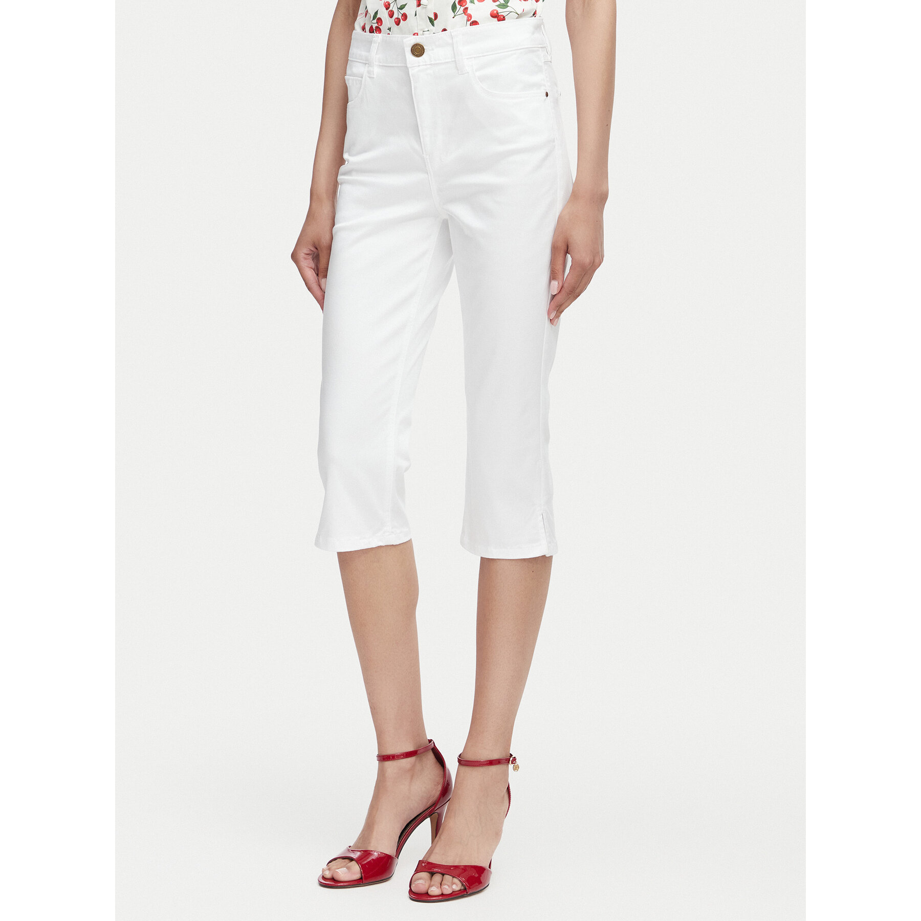 Guess Spodnie capri W6YB40 W5139 Biały Slim Fit