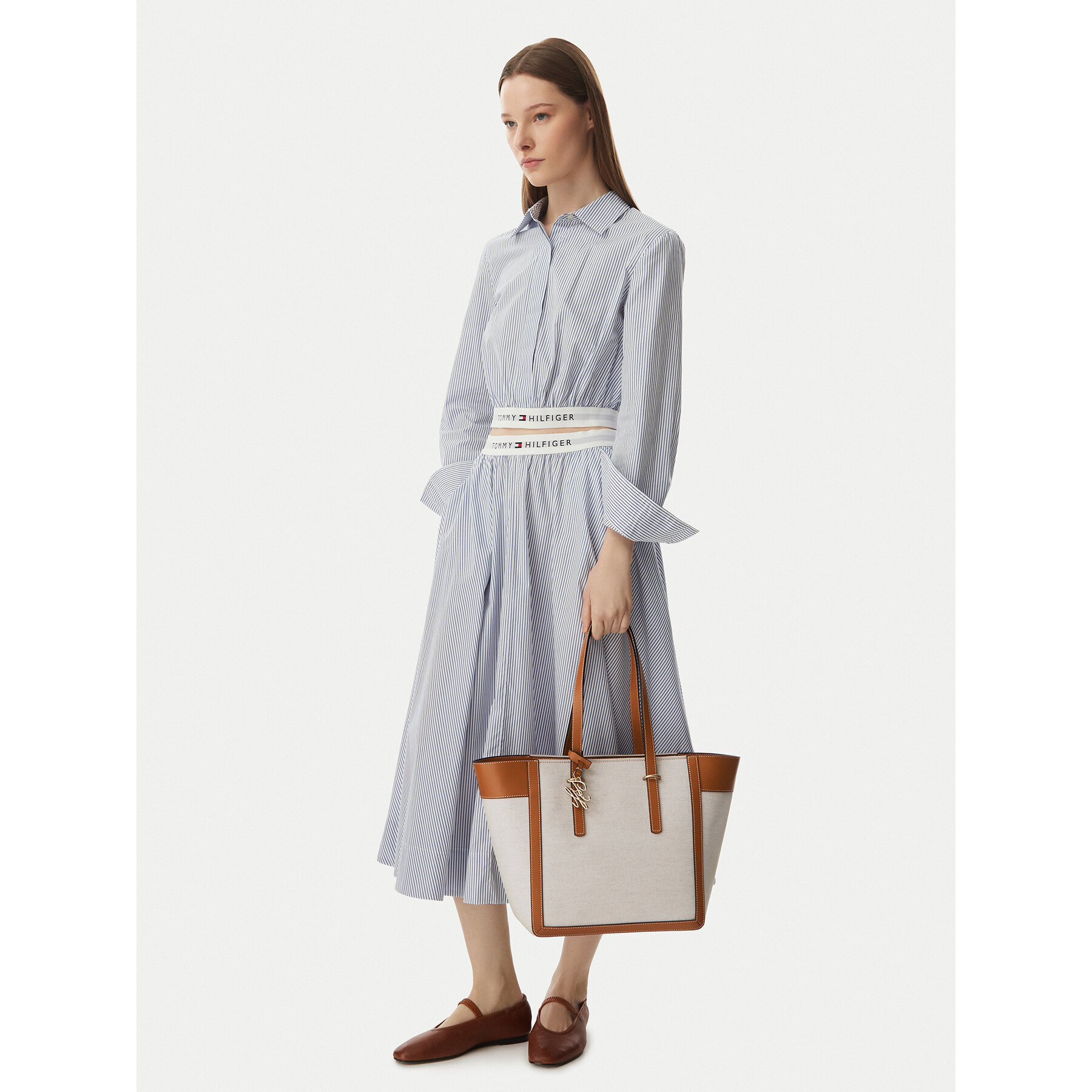 Tommy Hilfiger Torebka Th Script Tote Canvas AW0AW18829 Kremowy