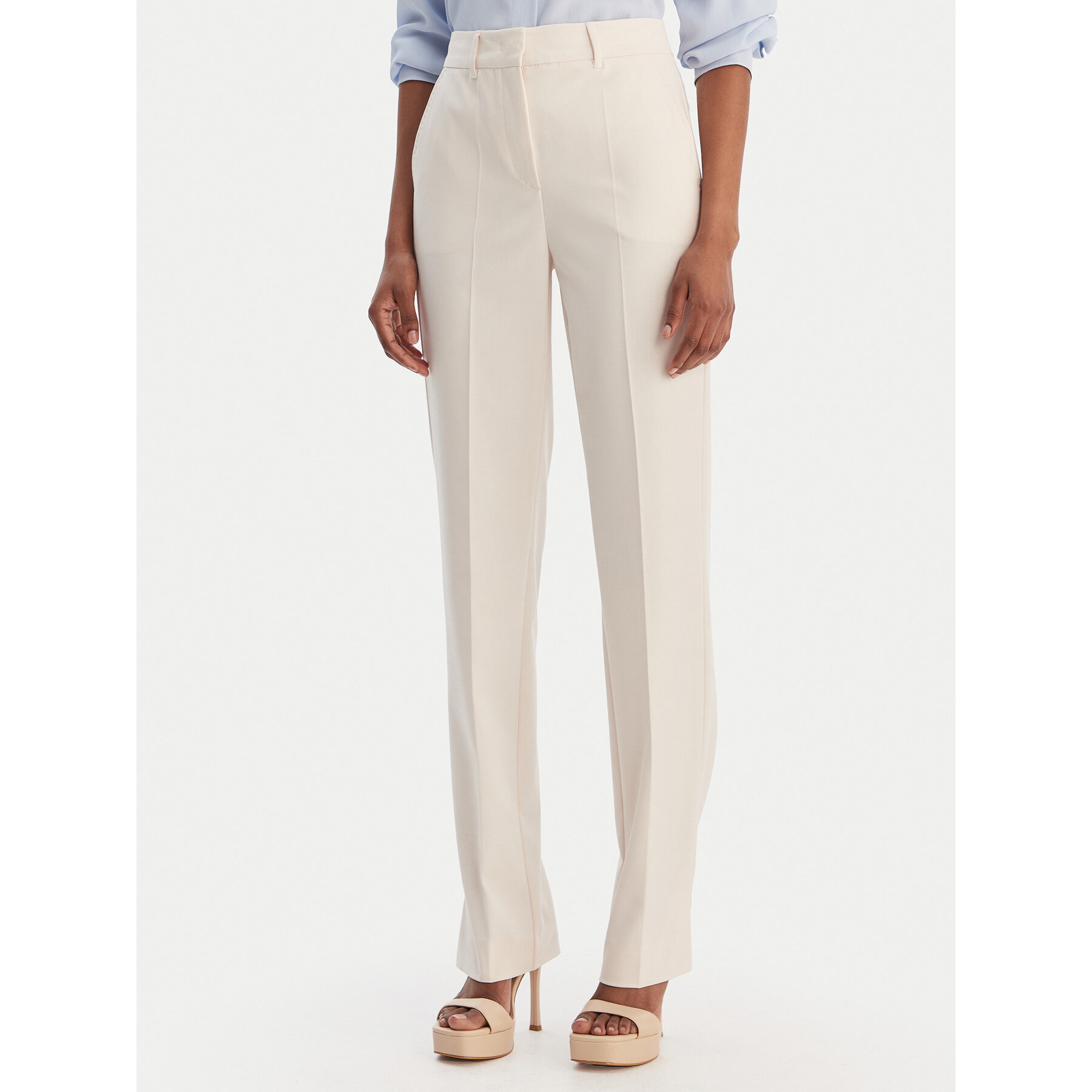 Marella Spodnie materiałowe Pagina 2613131081 Kremowy Slim Fit