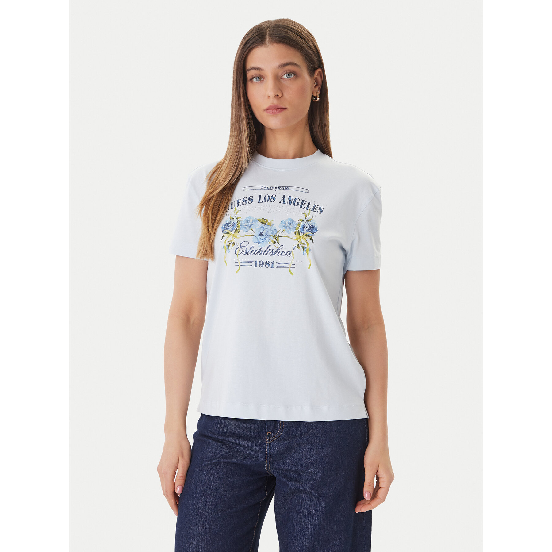 Guess T-Shirt W6GI27 K3160 Niebieski Regular Fit