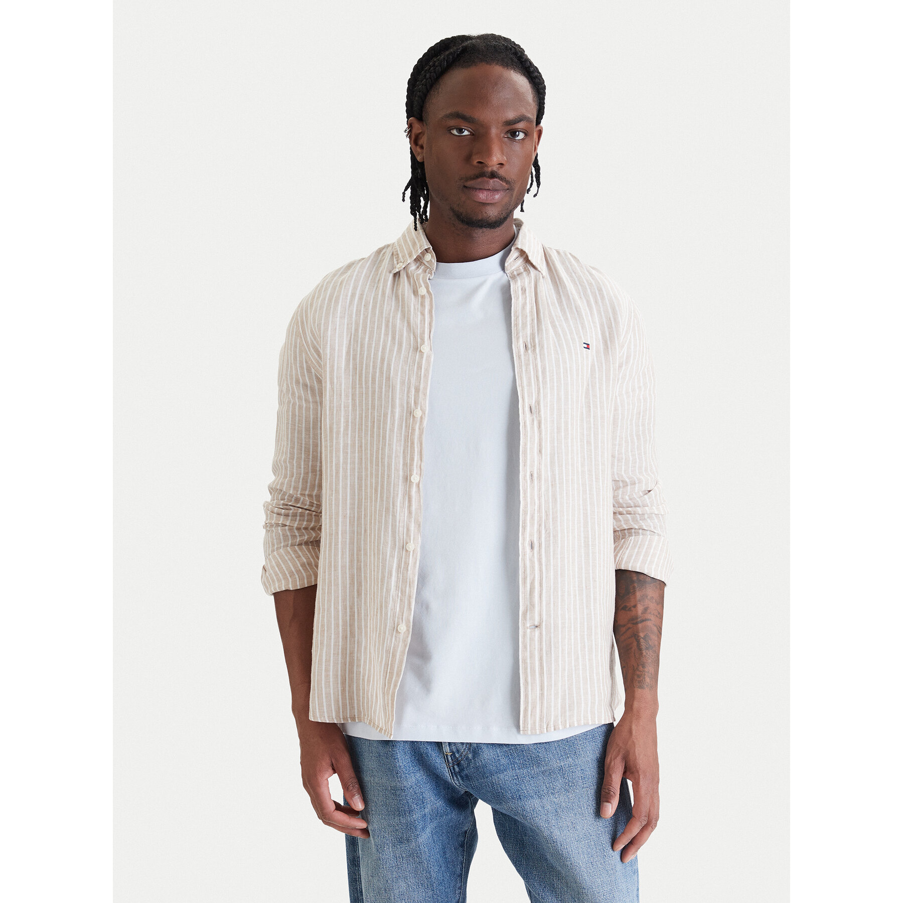 Tommy Hilfiger Koszula Bengal MW0MW42400 Beżowy Regular Fit