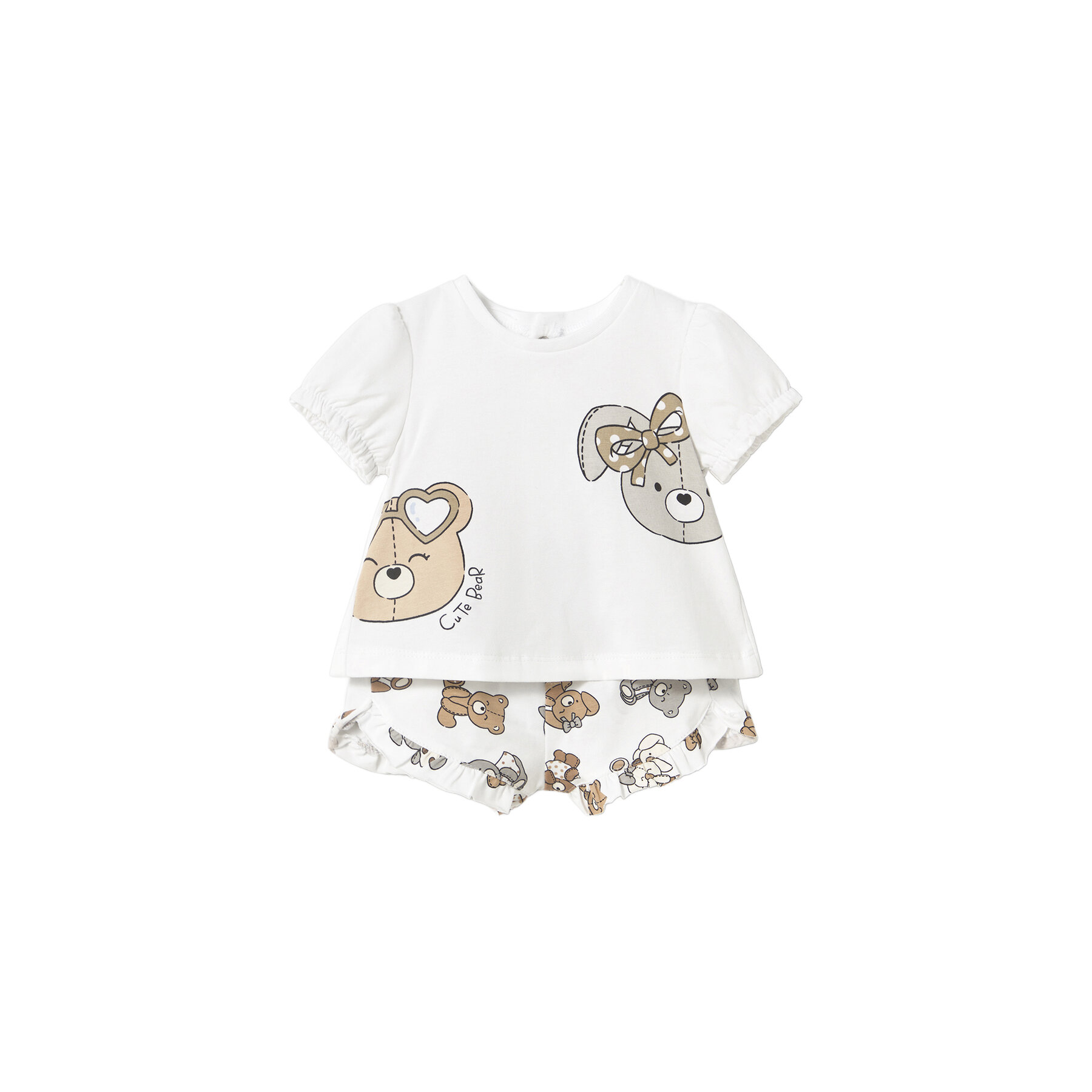 Mayoral Komplet t-shirt i spodenki 1256 Biały Regular Fit