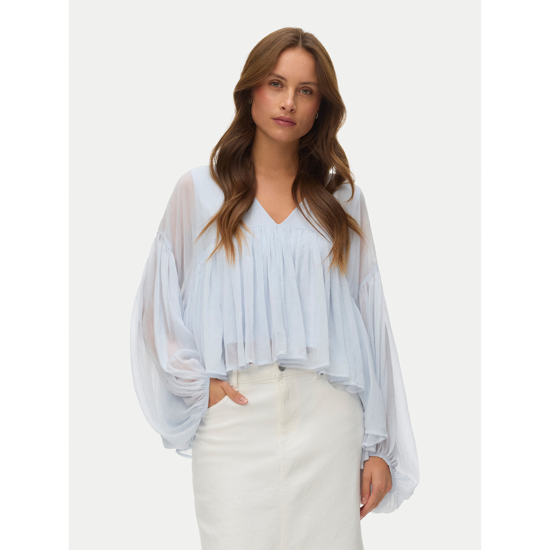 Vero Moda Bluzka Katie 10346404 Błękitny Regular Fit