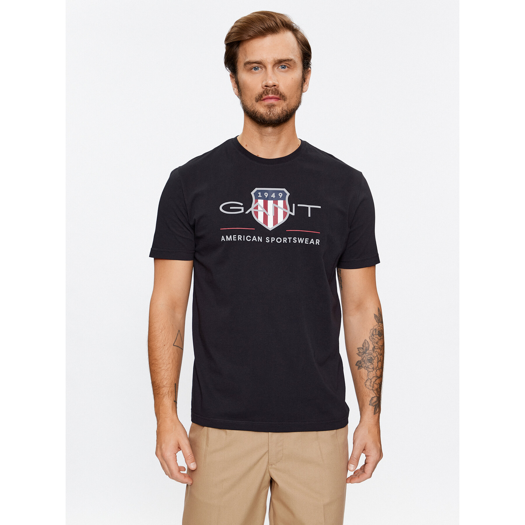 Gant T-Shirt Reg Archive Shield Ss 2003199 Czarny Regular Fit