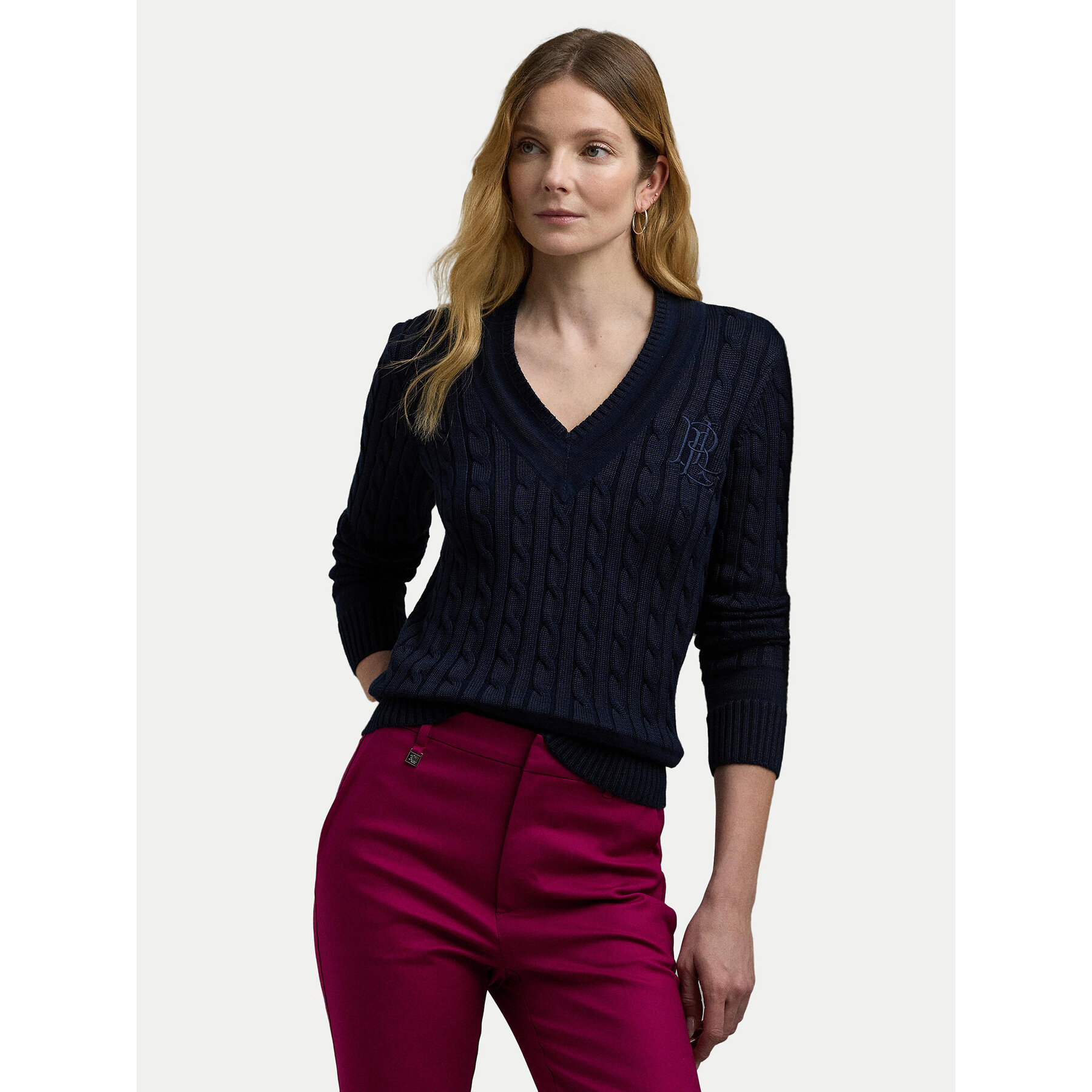 Lauren Ralph Lauren Sweter 200888795008 Granatowy Regular Fit