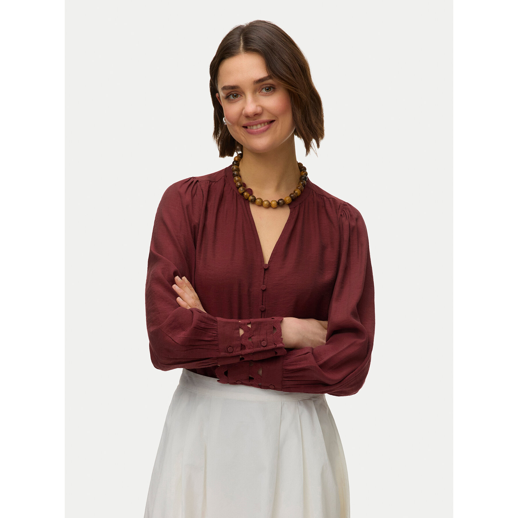 Vero Moda Koszula Irina 10338396 Bordowy Regular Fit