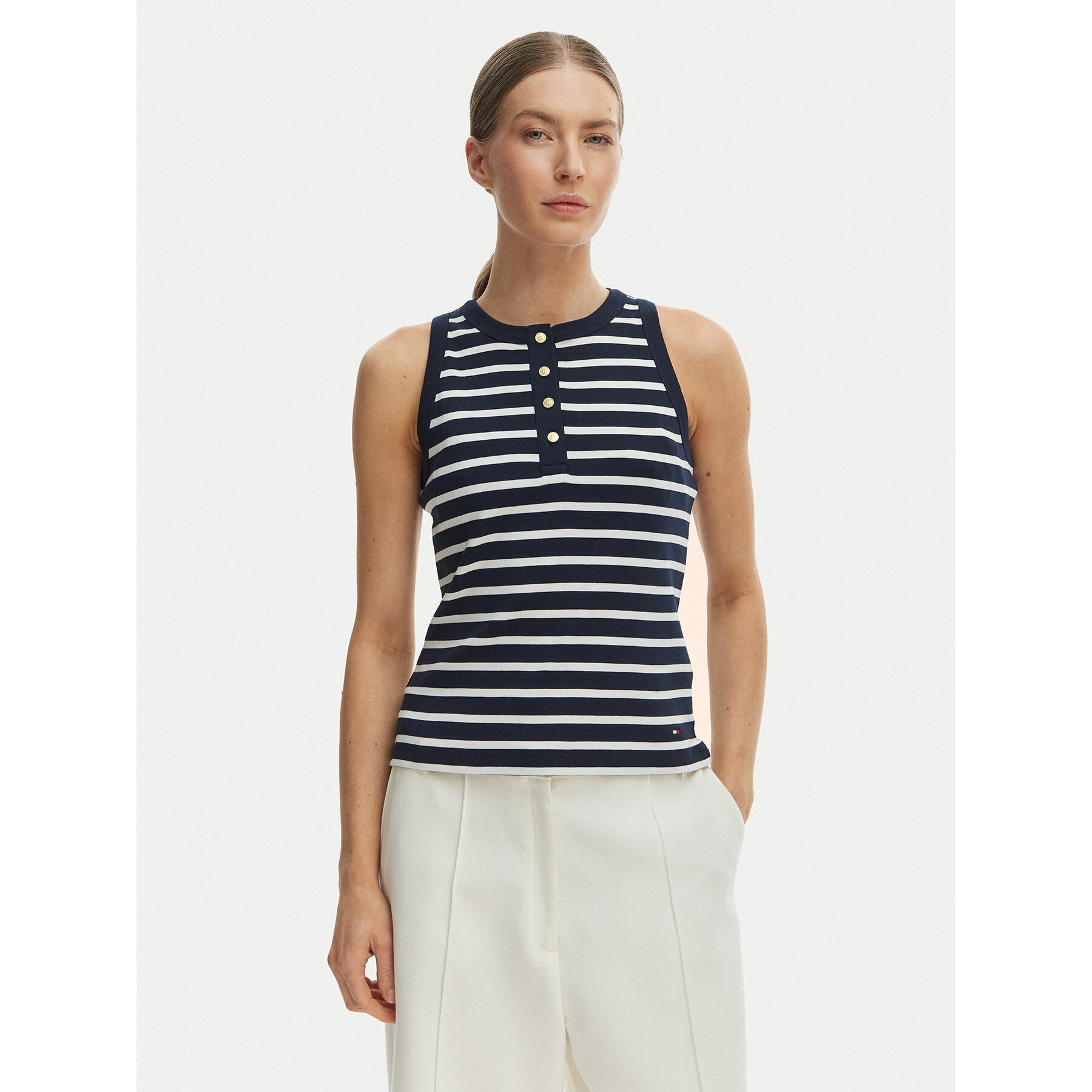 Tommy Hilfiger Top WW0WW49251 Granatowy Slim Fit