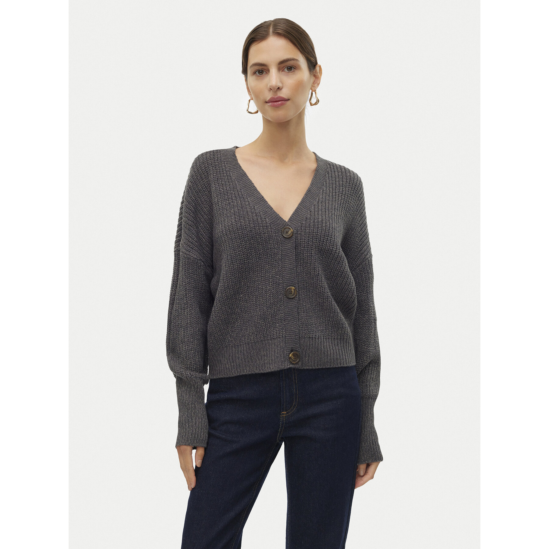 Vero Moda Kardigan Lea 10249632 Szary Regular Fit