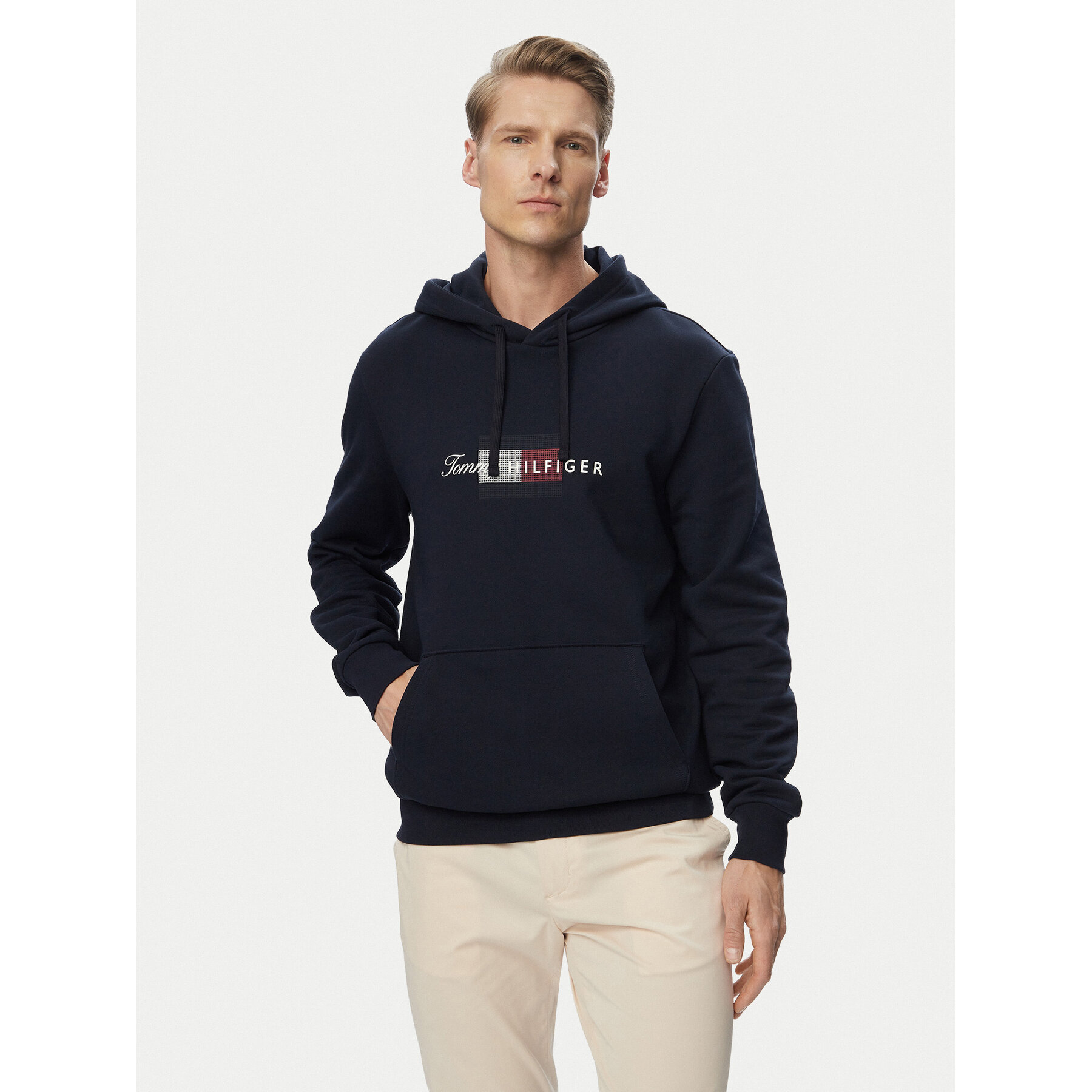 Tommy Hilfiger Bluza Script Flag MW0MW43220 Granatowy Regular Fit