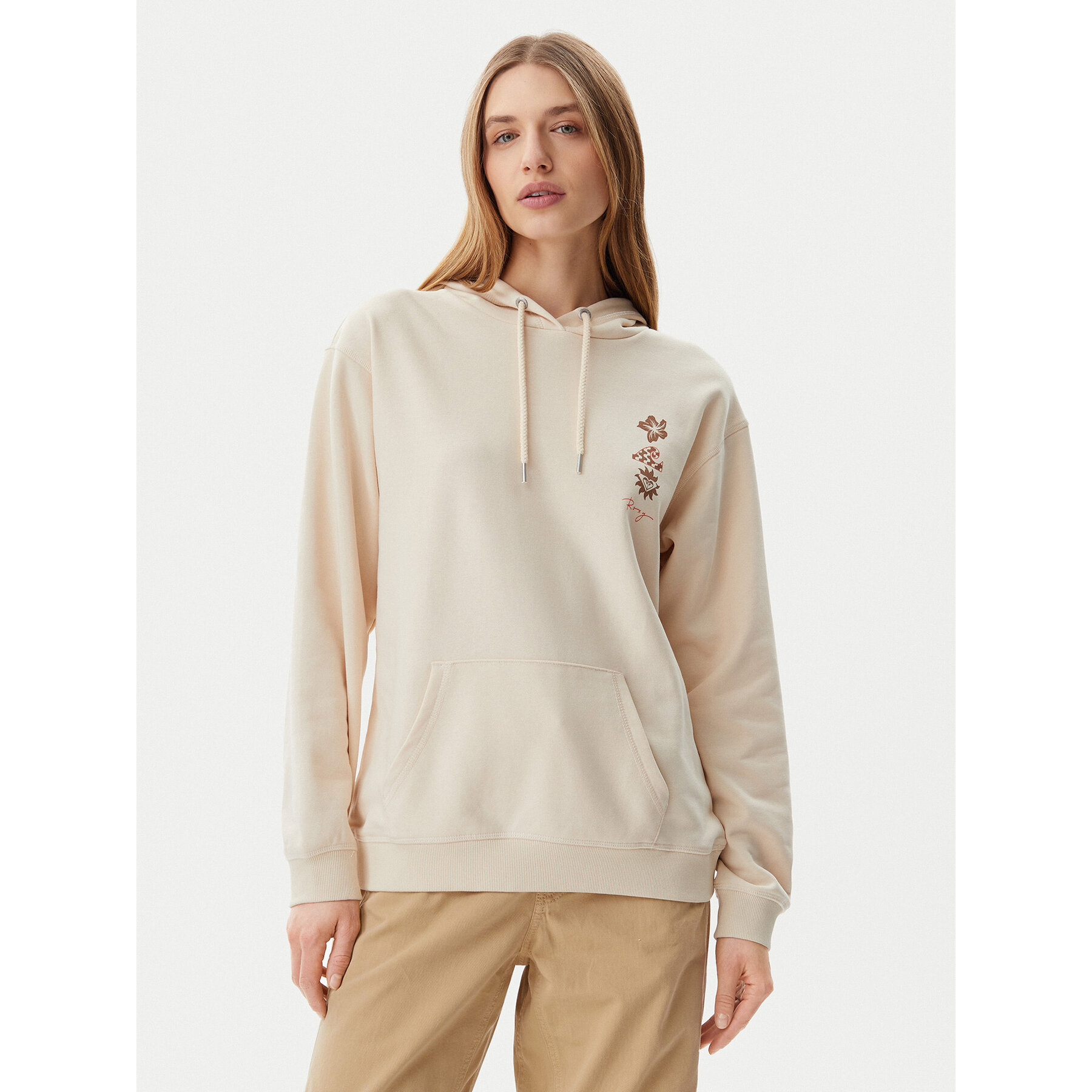 Roxy Bluza ERJFT04952 Beżowy Regular Fit