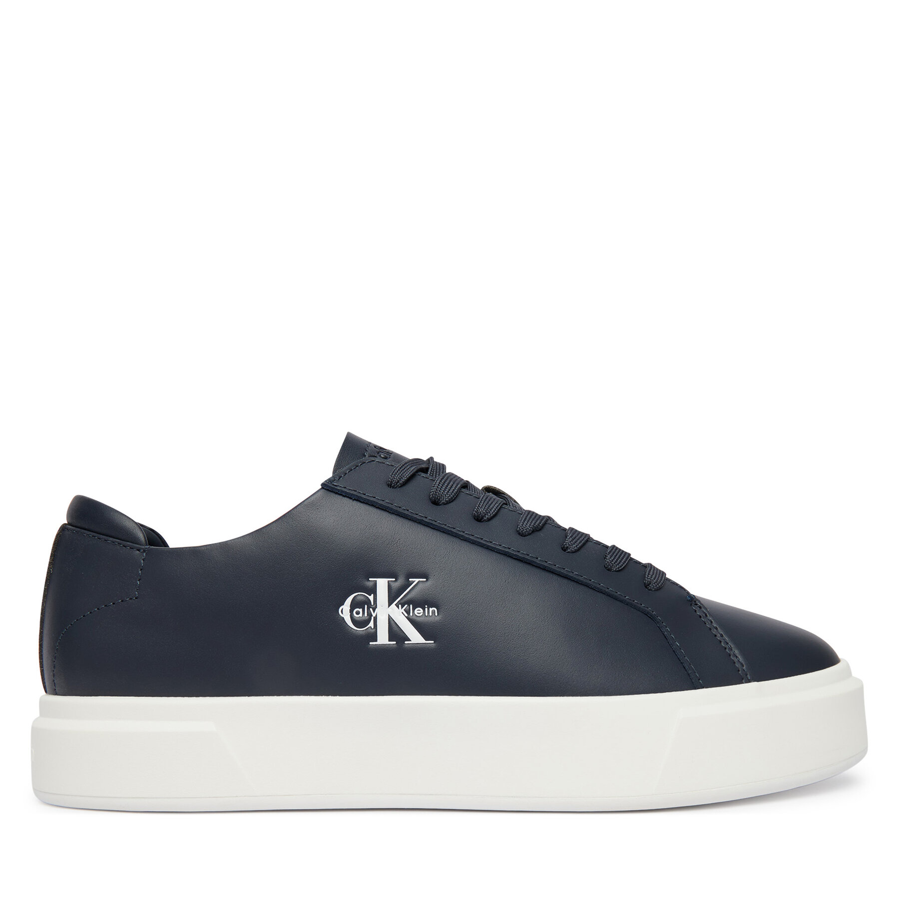 Calvin Klein Sneakersy Basket Cupsole Laceup Lth Ml YM0YM01460 Granatowy