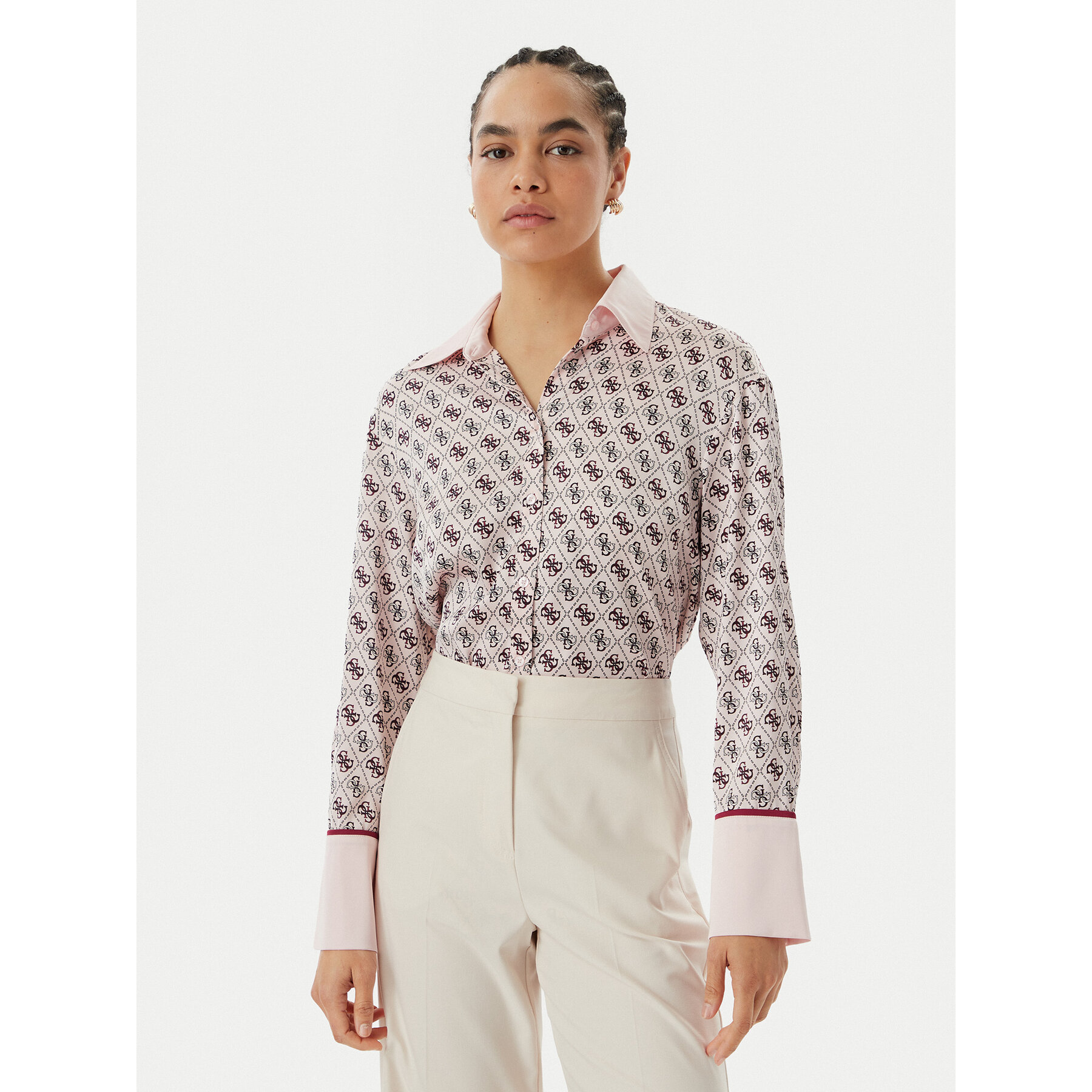 Guess Koszula W4YH47 WF1T2 Różowy Regular Fit