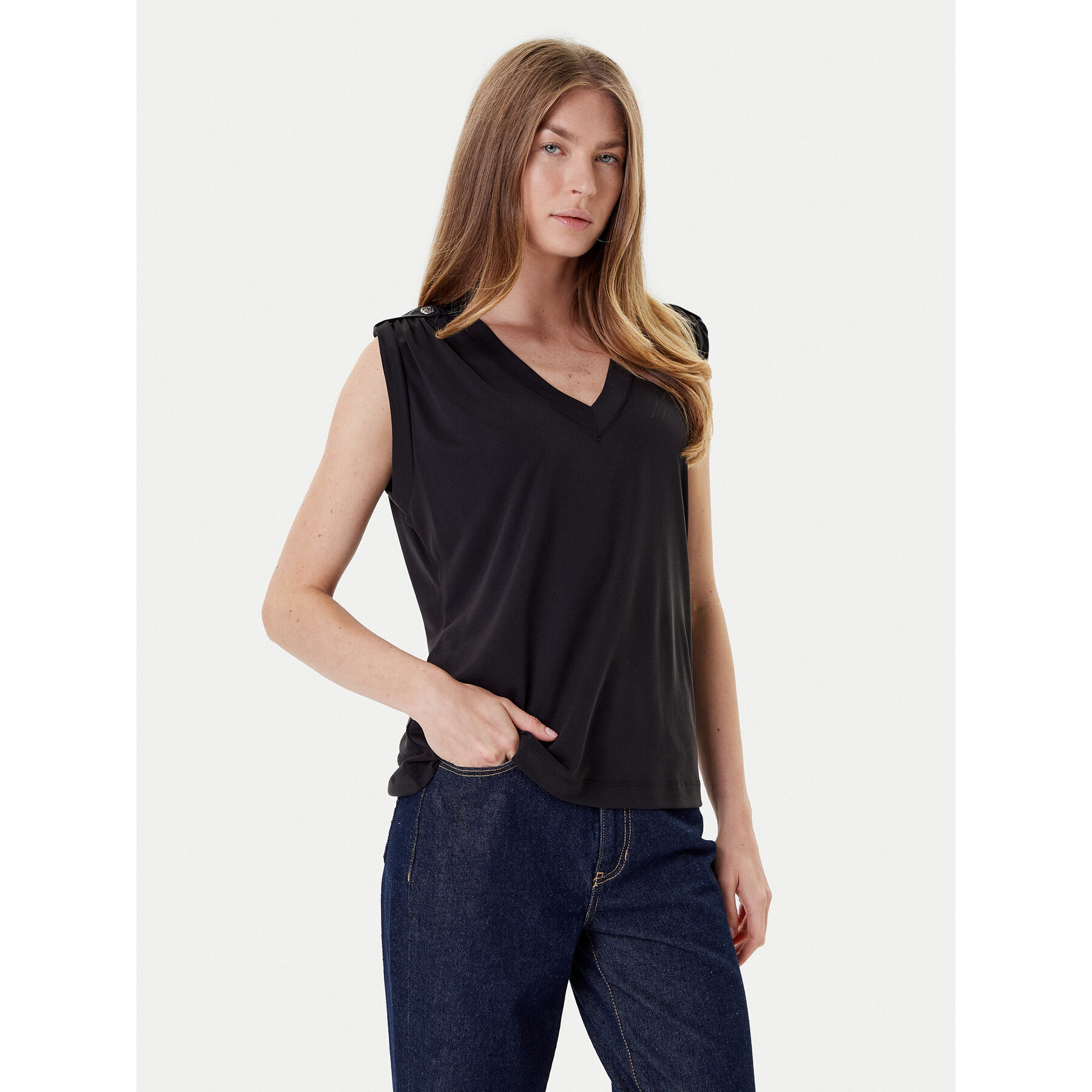 Guess Bluzka W5YP52 KCYW2 Czarny Regular Fit