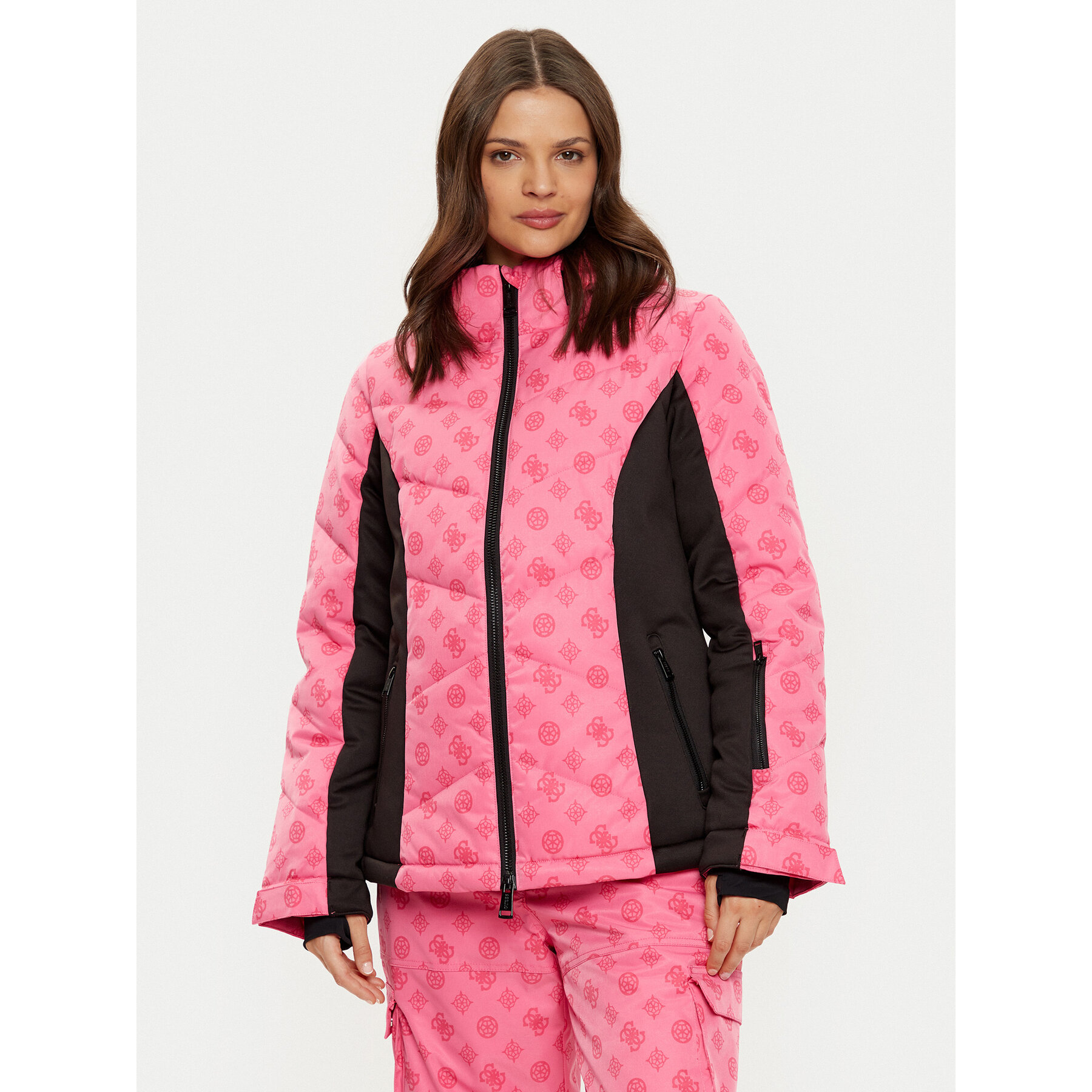 Guess Kurtka narciarska W4PL3N WH0K0 Różowy Regular Fit