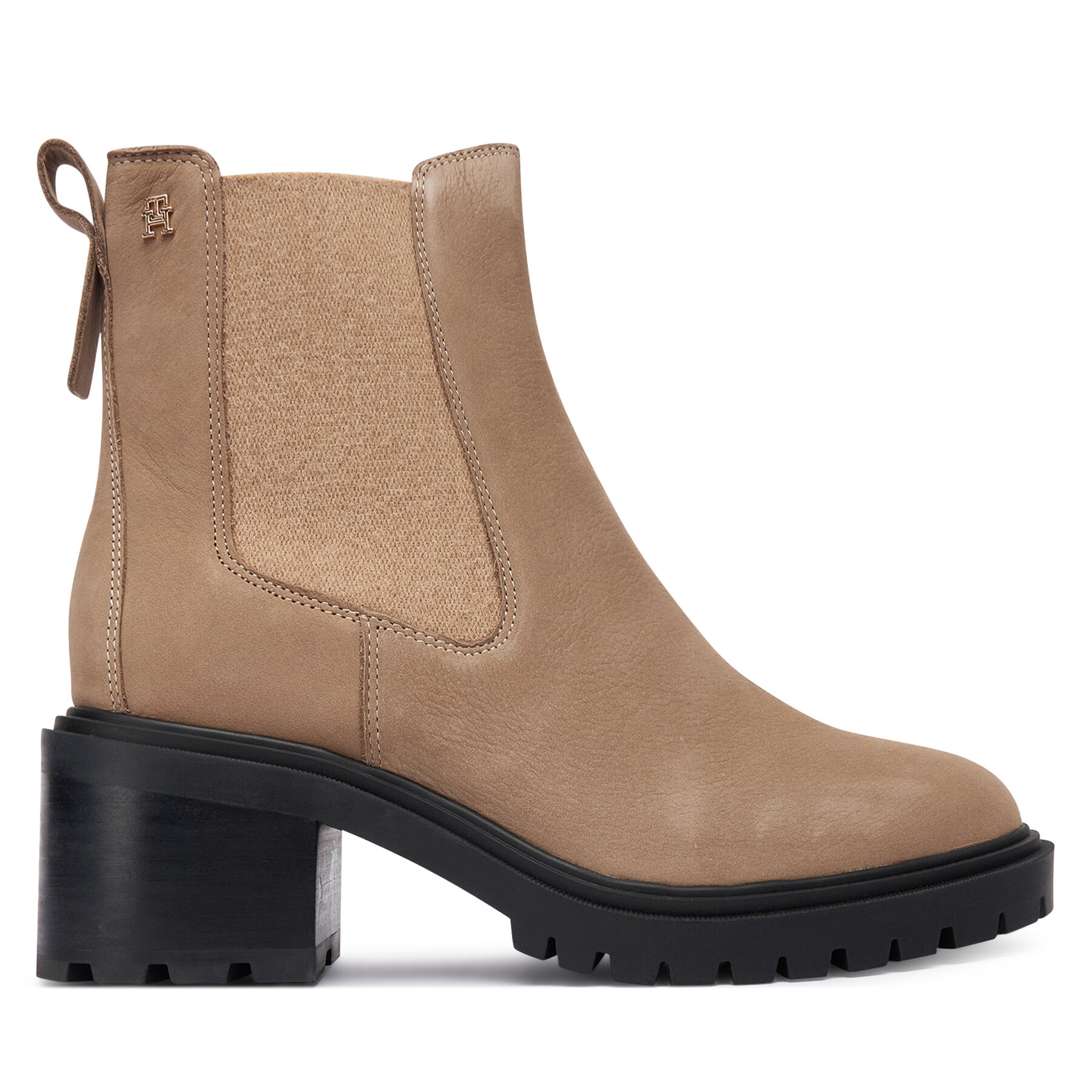 Tommy Hilfiger Botki Th Nubuck Chelsea Cleated Heel FW0FW09158 Beżowy