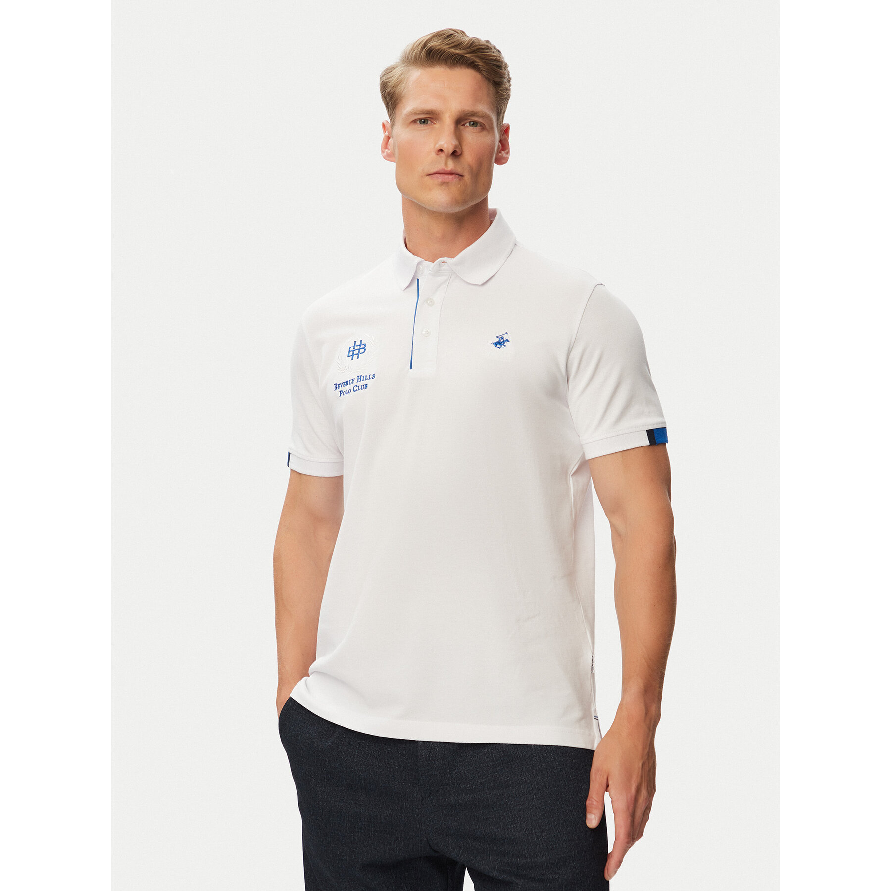 Beverly Hills Polo Club Polo P-SS26M-P2770 Biały Regular Fit