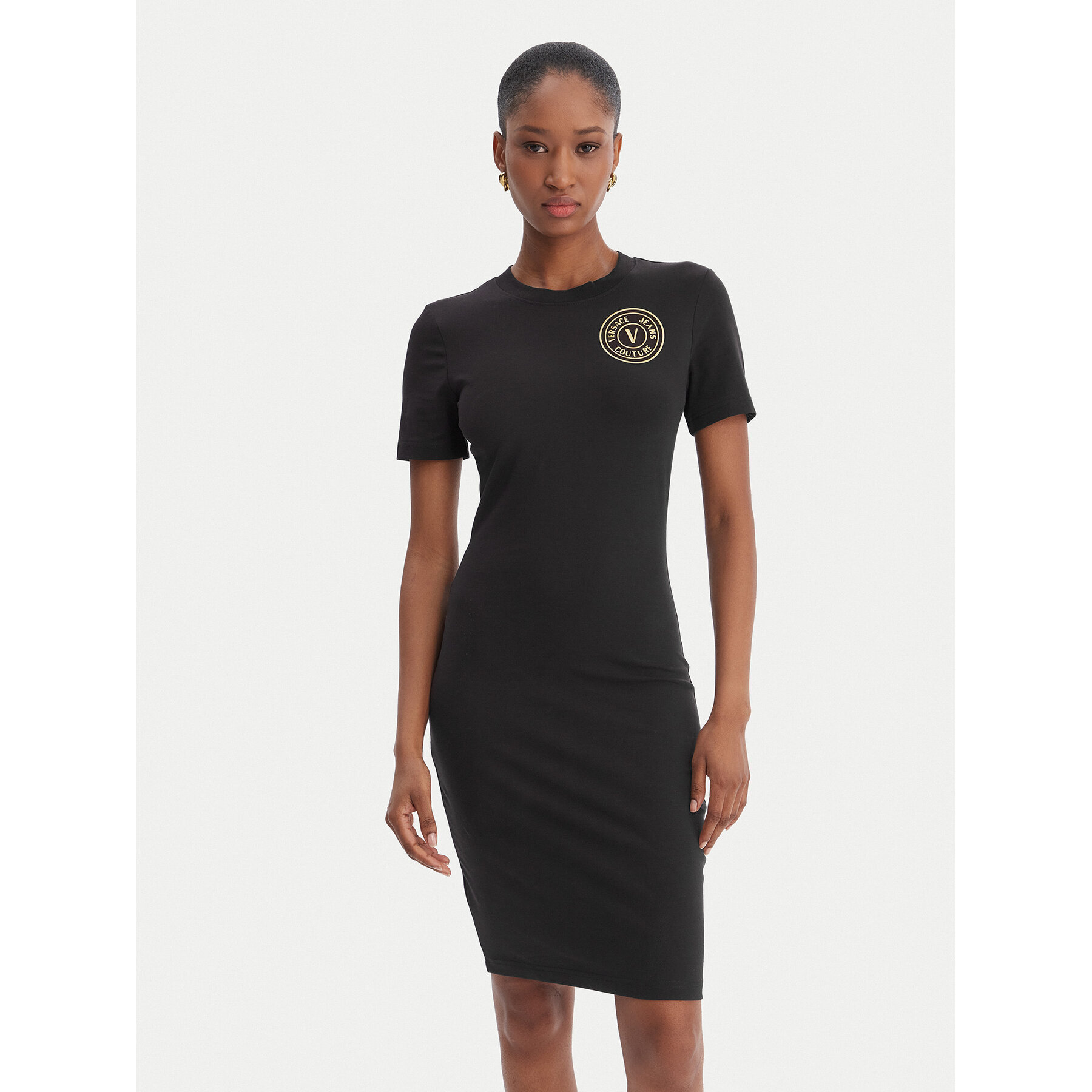 Versace Jeans Couture Sukienka codzienna 80HAOT02 CJ03T Czarny Slim Fit