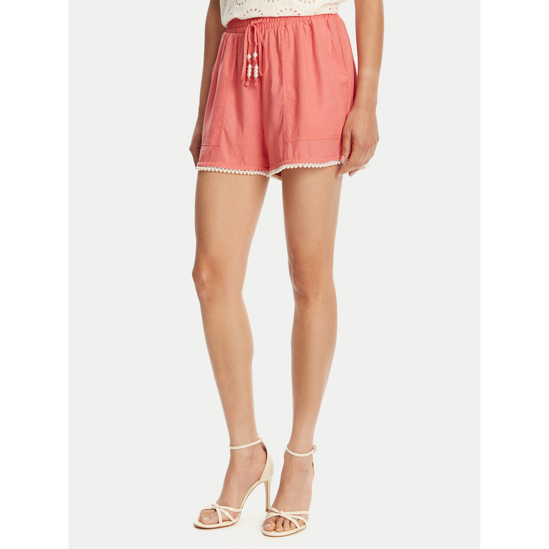 TWINSET Szorty materiałowe 251LM2QGG Koralowy Regular Fit
