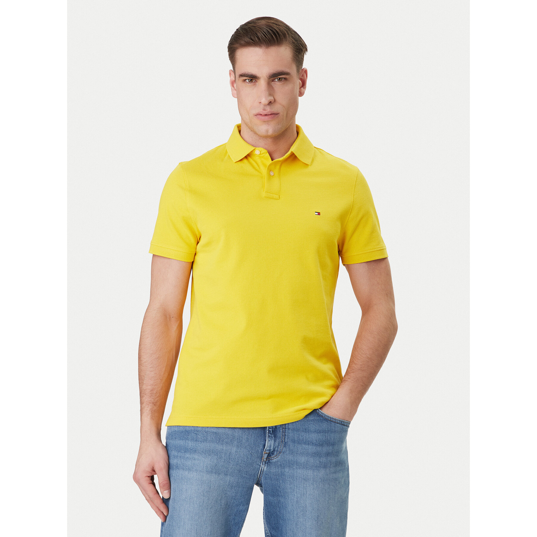 Tommy Hilfiger Polo 1985 MW0MW17770 Żółty Regular Fit