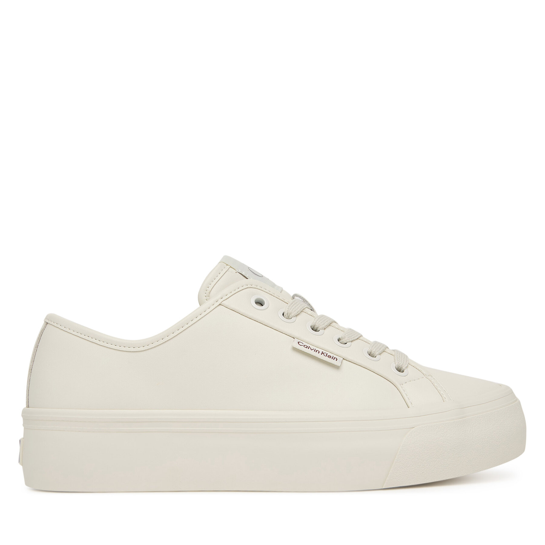 Calvin Klein Sneakersy Vulc Flatf Lace Up Lth YW0YW01932 Biały