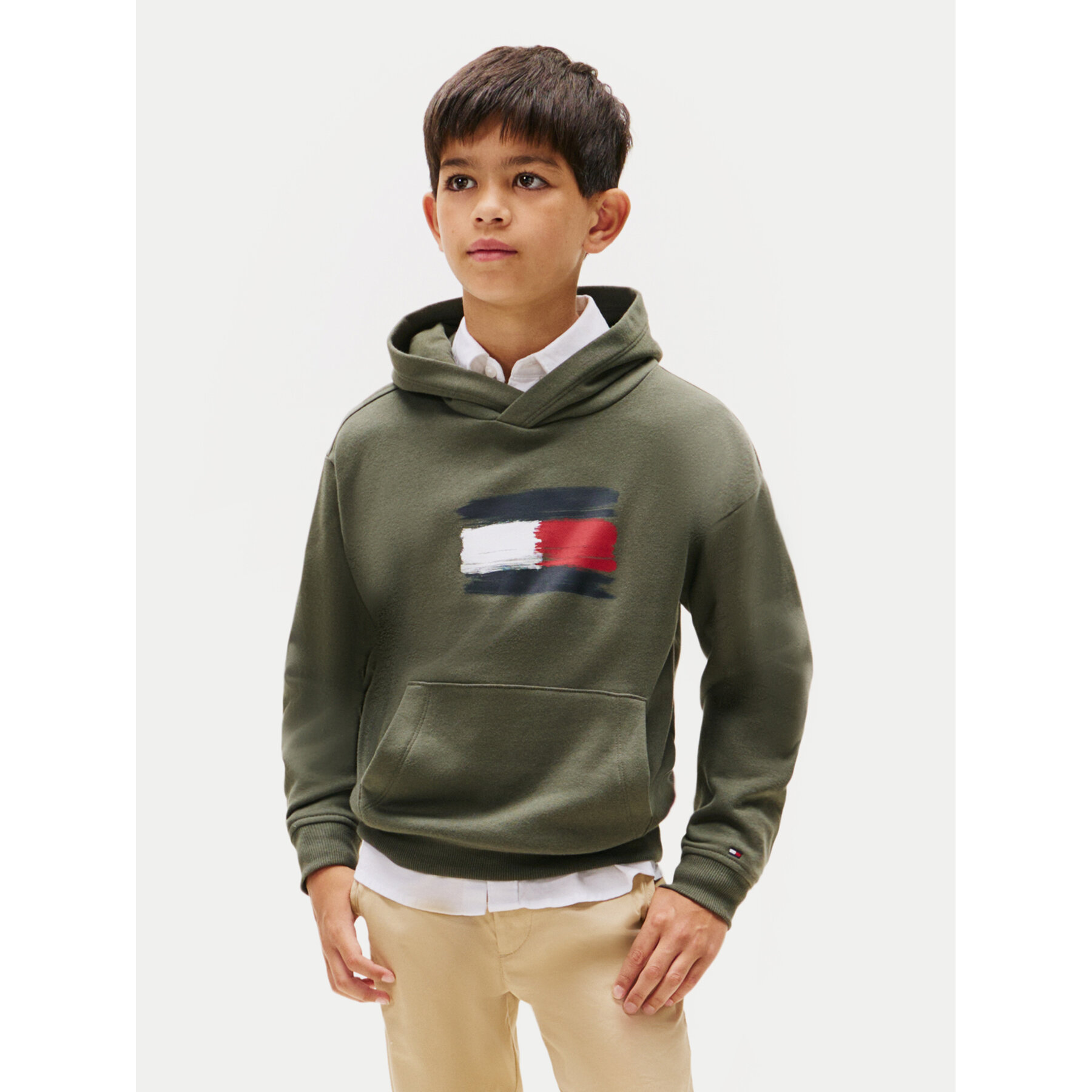 Tommy Hilfiger Bluza Flag KB0KB10112 Zielony Regular Fit