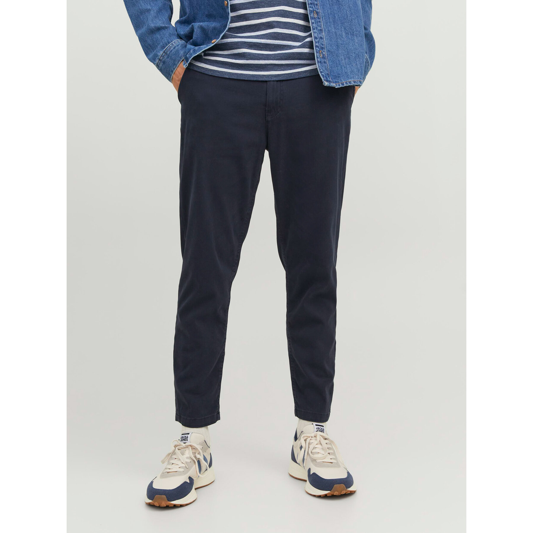Jack & Jones Chinosy Harlow 12242188 Granatowy Tapered Fit