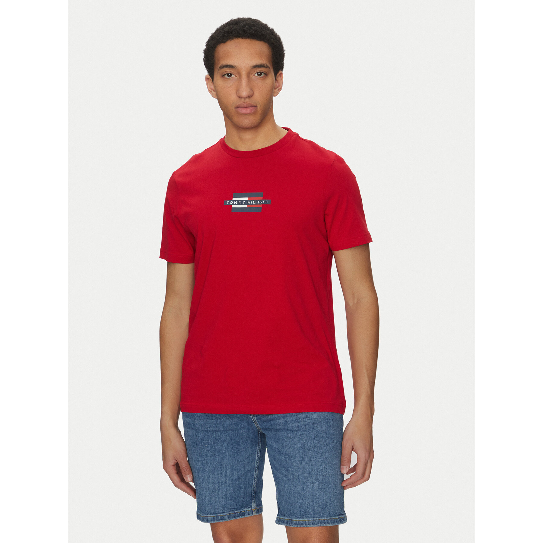 Tommy Hilfiger T-Shirt Flag Box MW0MW38636 Czerwony Regular Fit