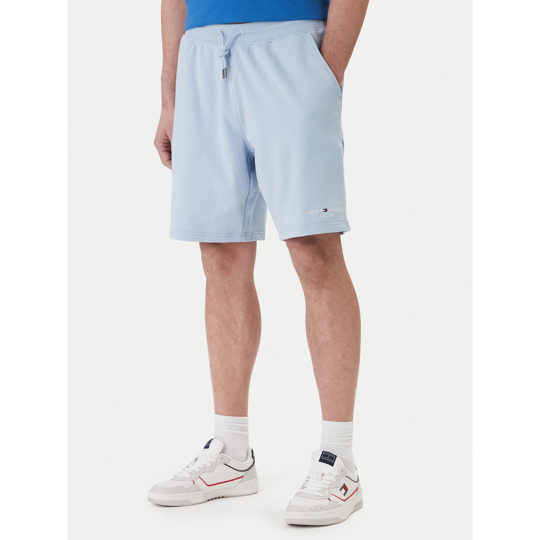 Tommy Hilfiger Szorty sportowe Logo MW0MW43068 Błękitny Regular Fit