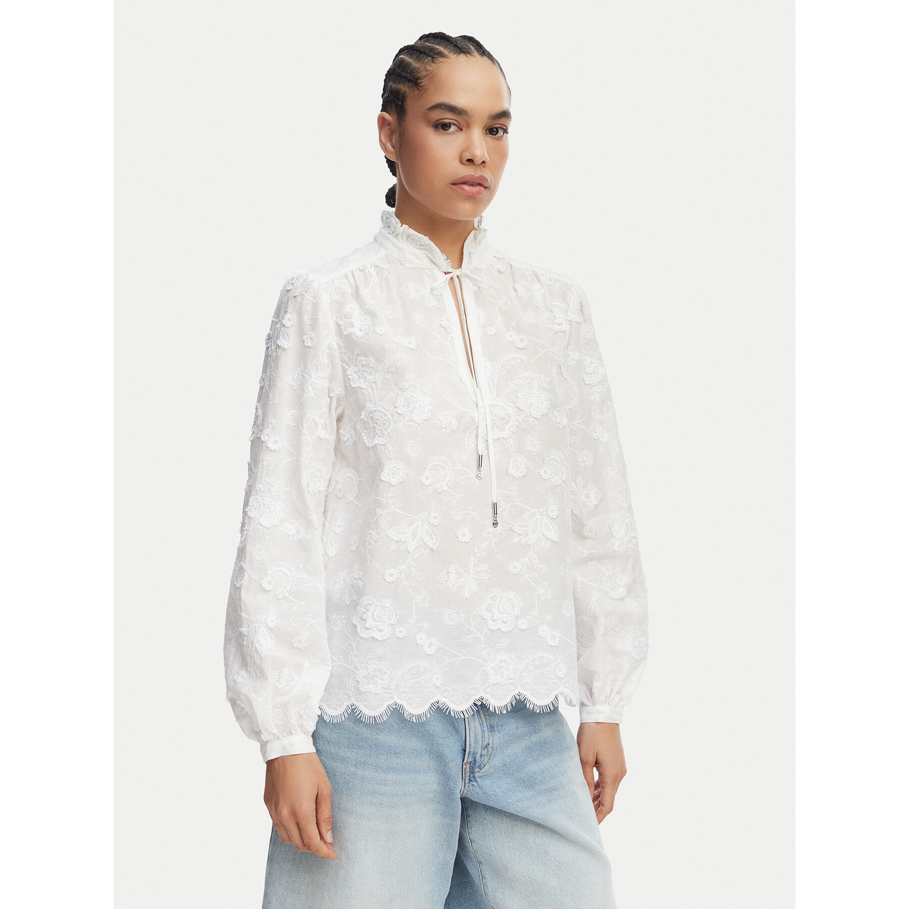 MICHAEL Michael Kors Bluzka MS640Y9KPX Biały Relaxed Fit