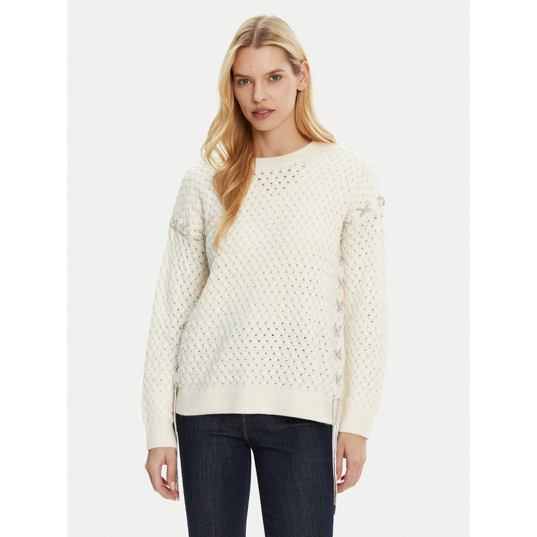 Guess Sweter W5RR13 Z3KY0 Écru Regular Fit