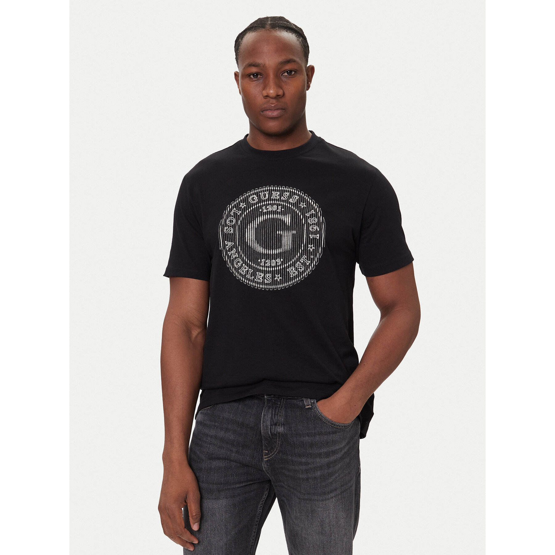 Guess T-Shirt M5BI15 K8FQ4 Czarny Regular Fit