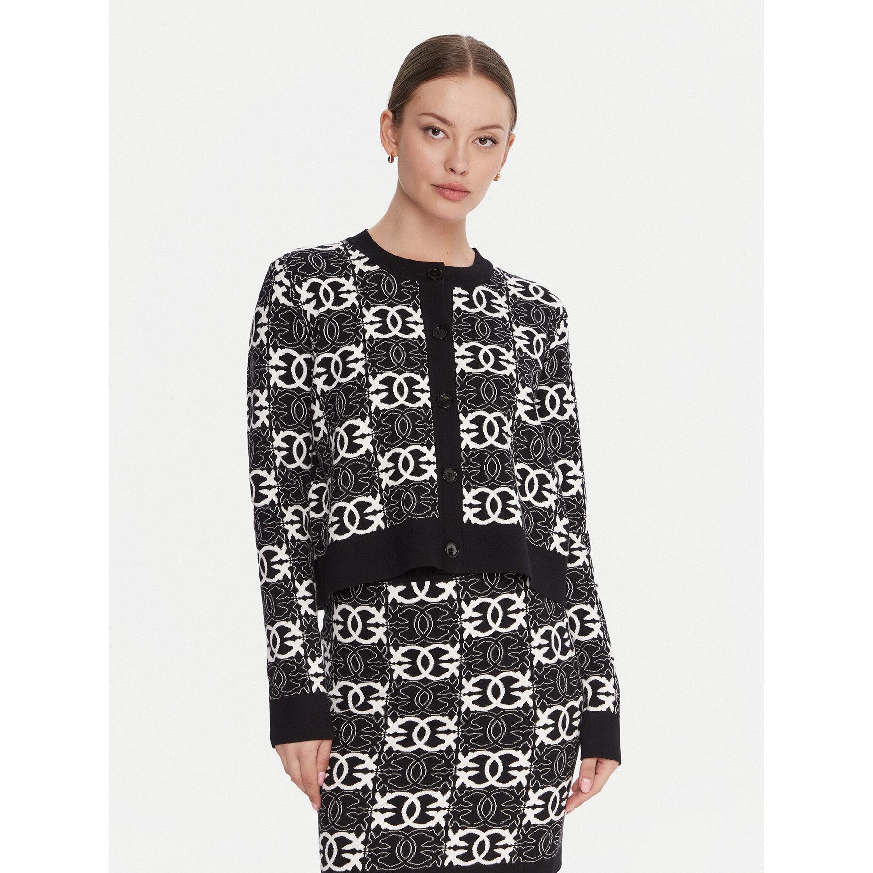 PINKO Kardigan Found Someone 106043 A2YD Czarny Regular Fit