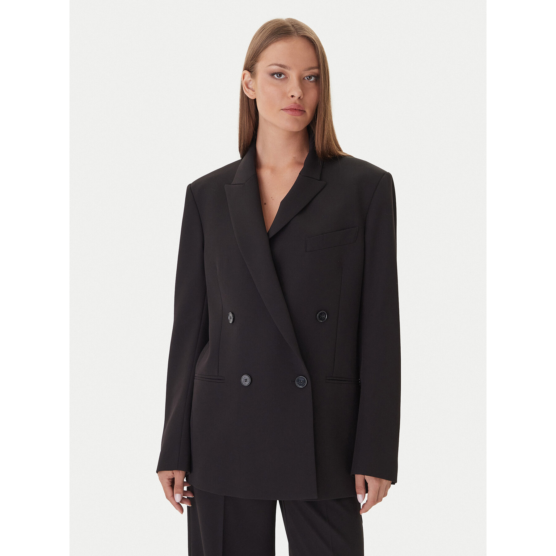 Patrizia Pepe Marynarka 2S1543 A498 Czarny Regular Fit