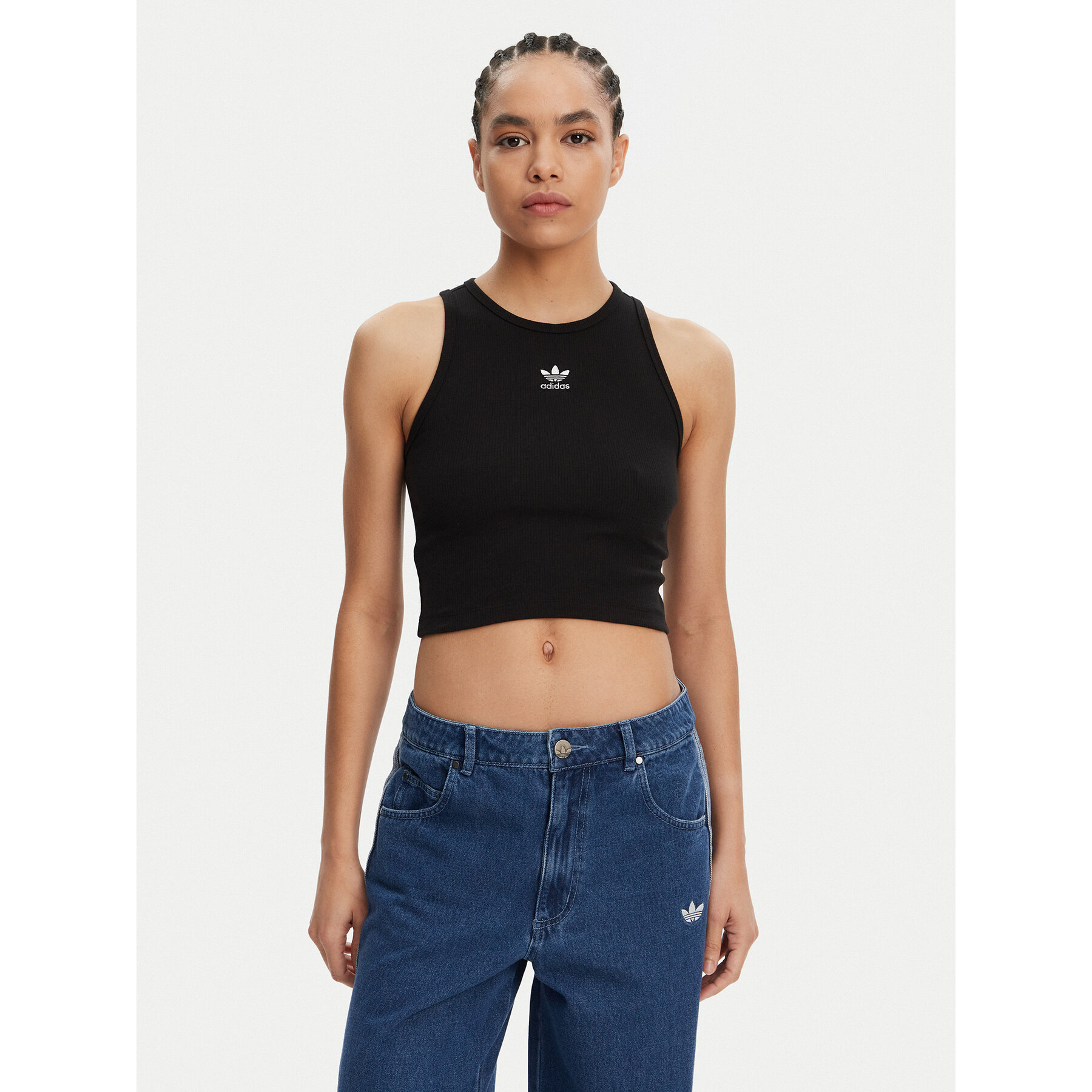 adidas Top Essentials IW5736 Czarny Slim Fit